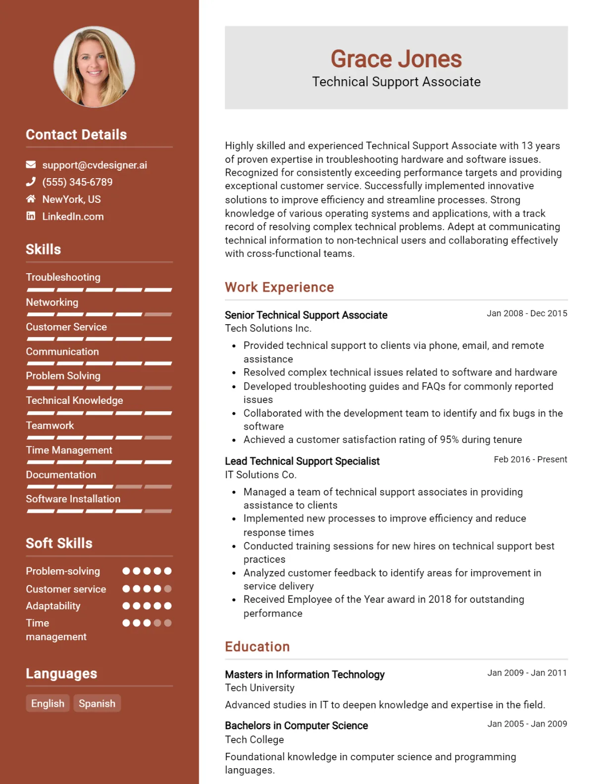 Technical Support Associate CV Example For 2026: Professional CV Templates Preview