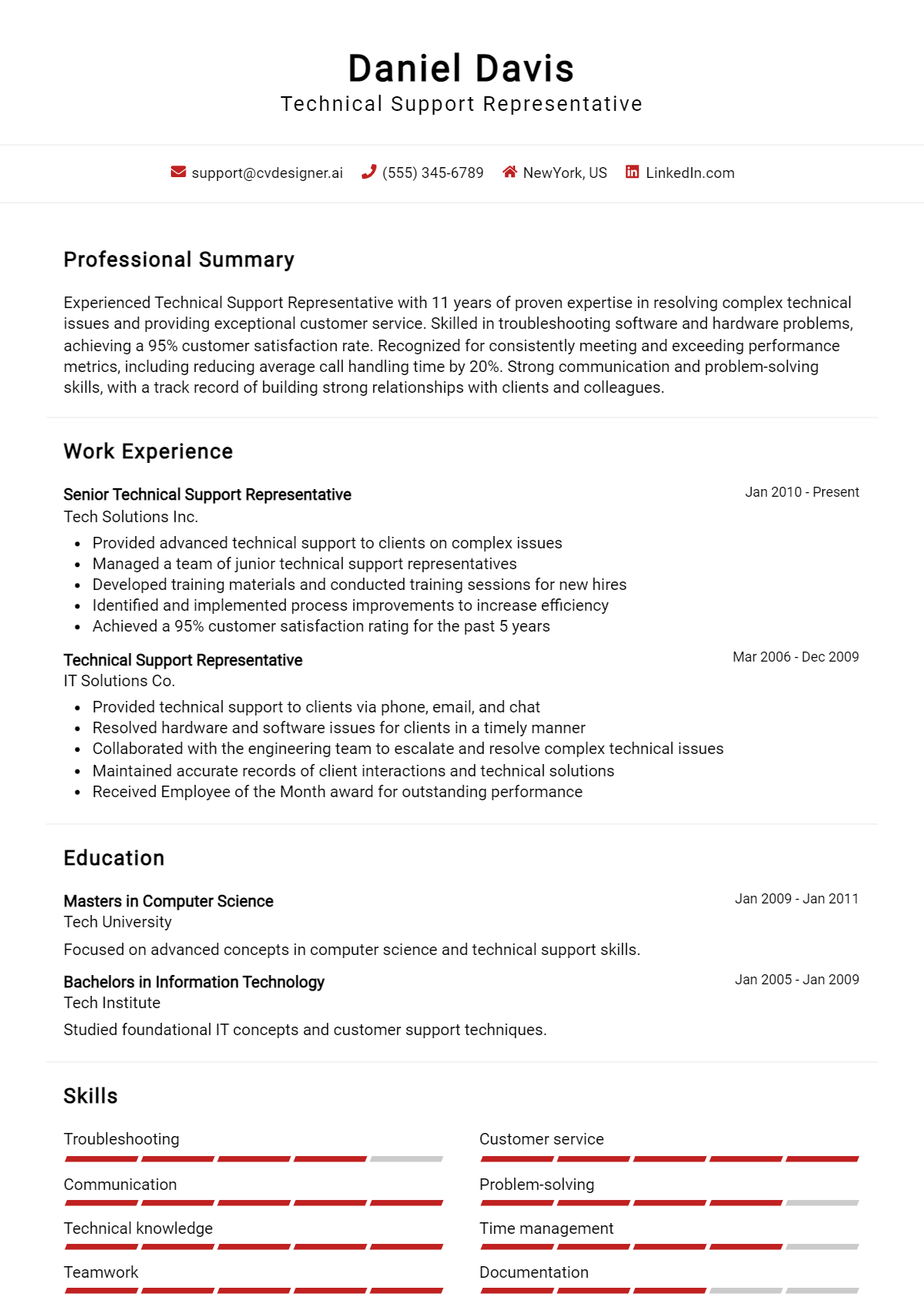 Technical Support Representative Resume Example for 2026: Top Templates Preview