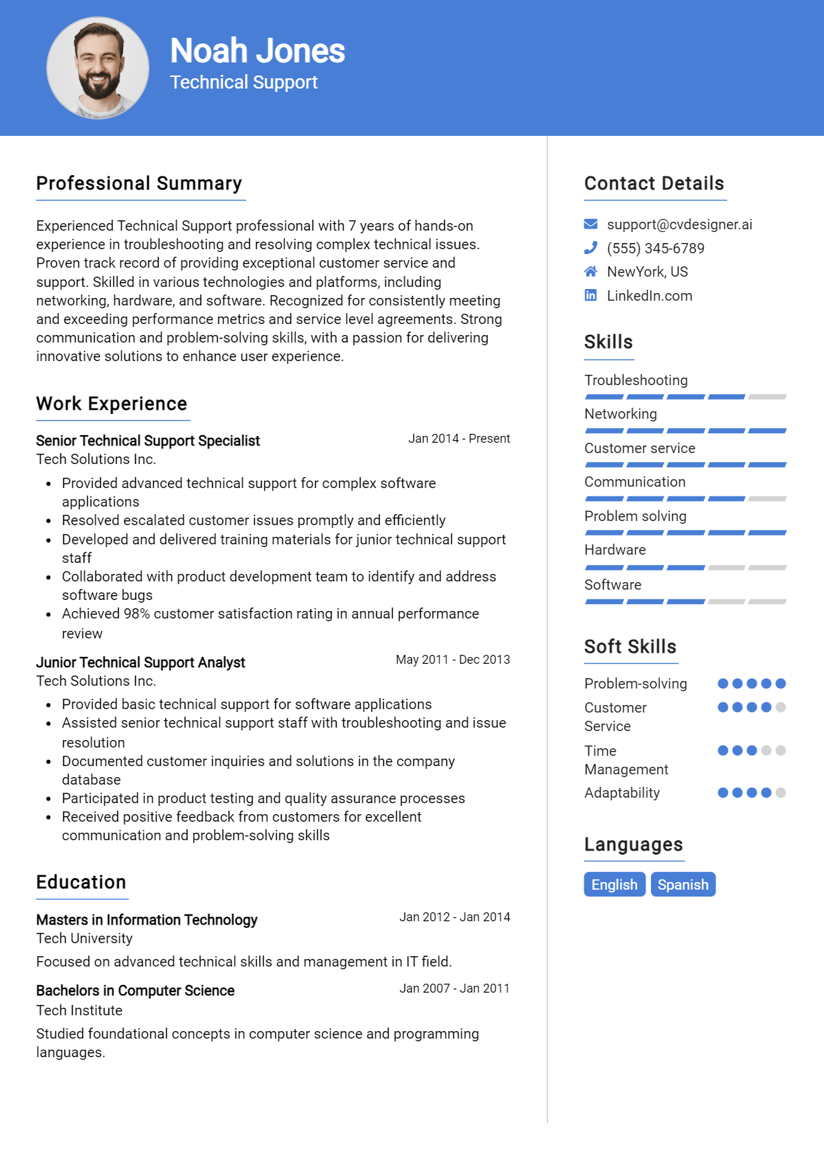 Technical Support Resume Example for 2026: Free Templates Preview