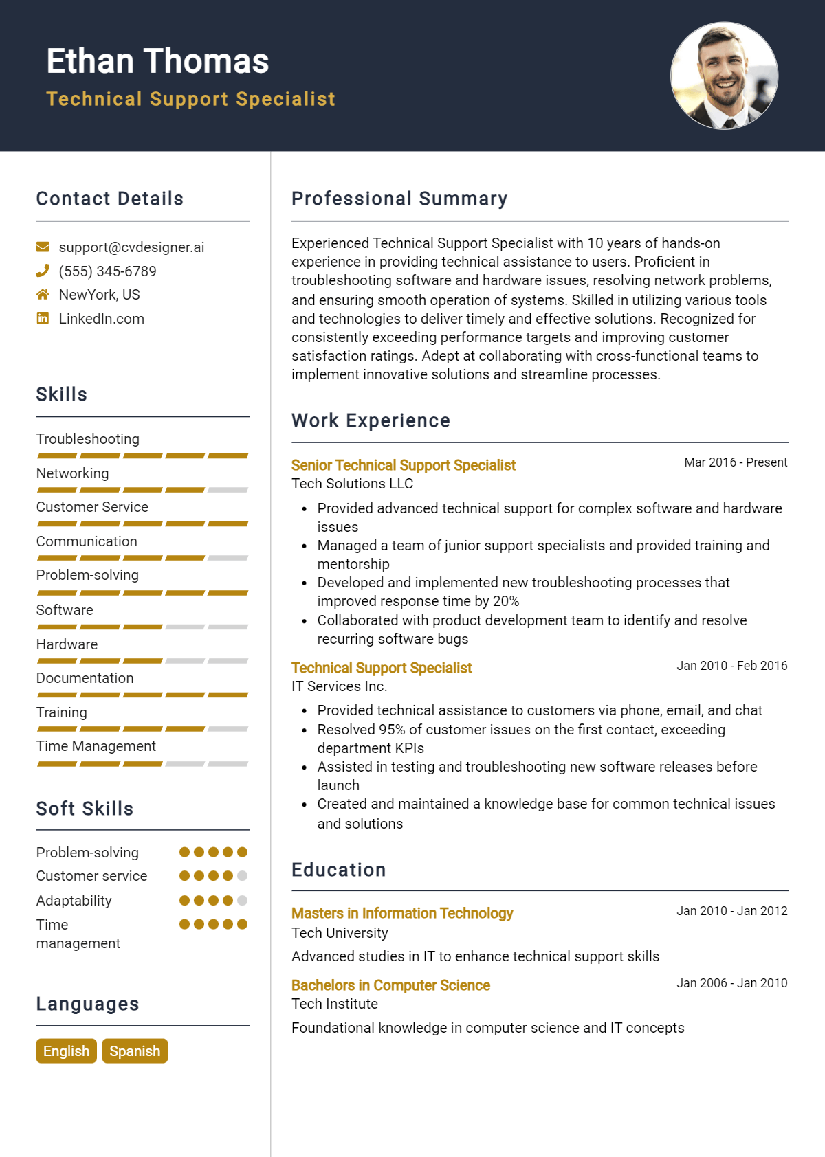 Technical Support Specialist Resume Example for 2026: Ultimate Guide Preview