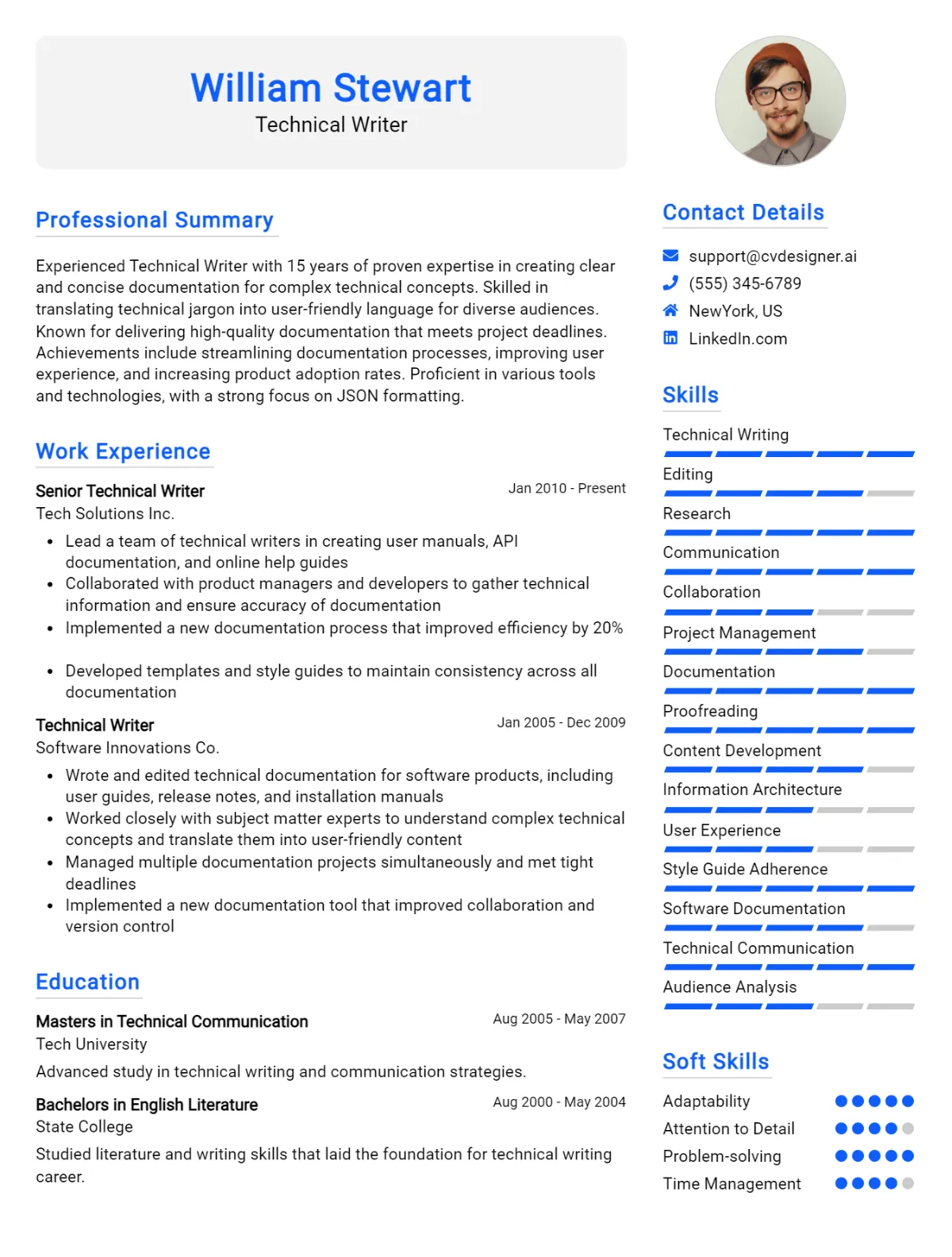 Technical Writer CV Example For 2026: Examples & Free Templates Preview