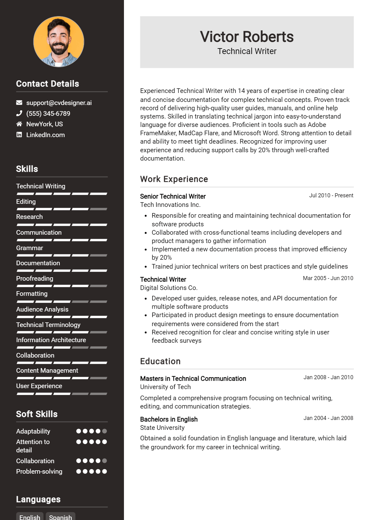 Technical Writer Resume Example for 2026: Writing Guide Preview