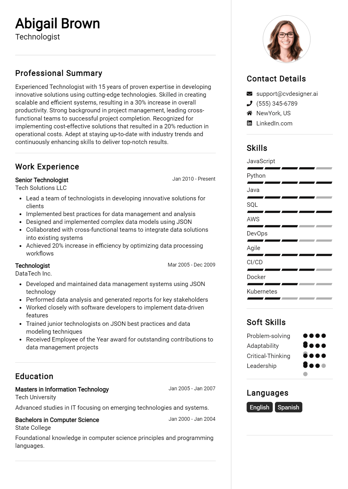 Technologist Resume Example for 2026: Ultimate Guide Preview