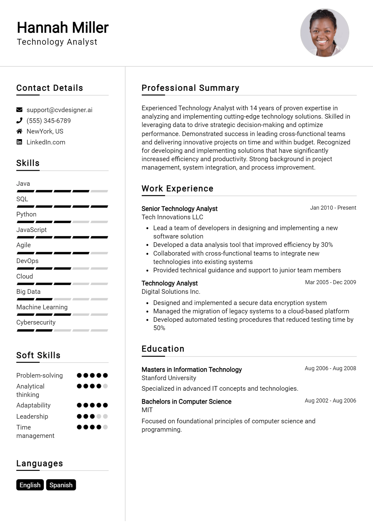 Technology Analyst Resume Example for 2026: Resume Guide Preview
