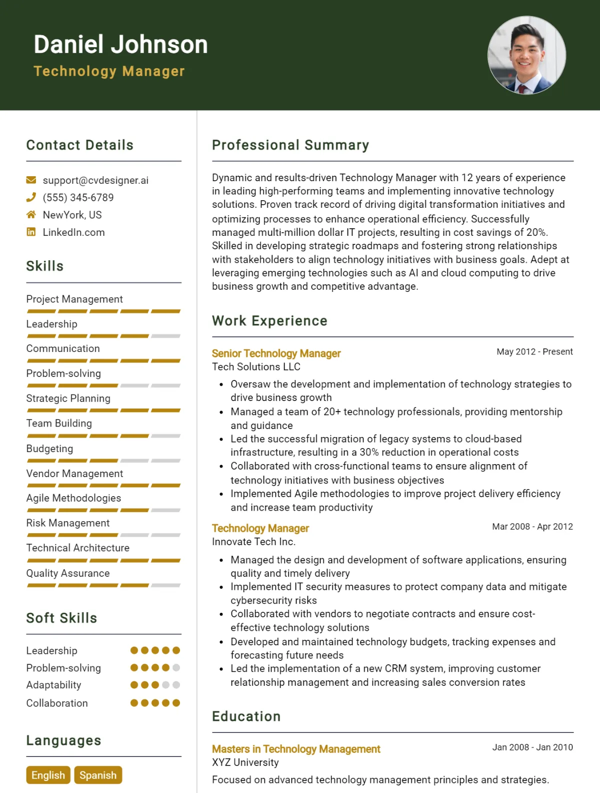 18 Technology Manager CV Examples And Downloadable Templates For 2026 Preview