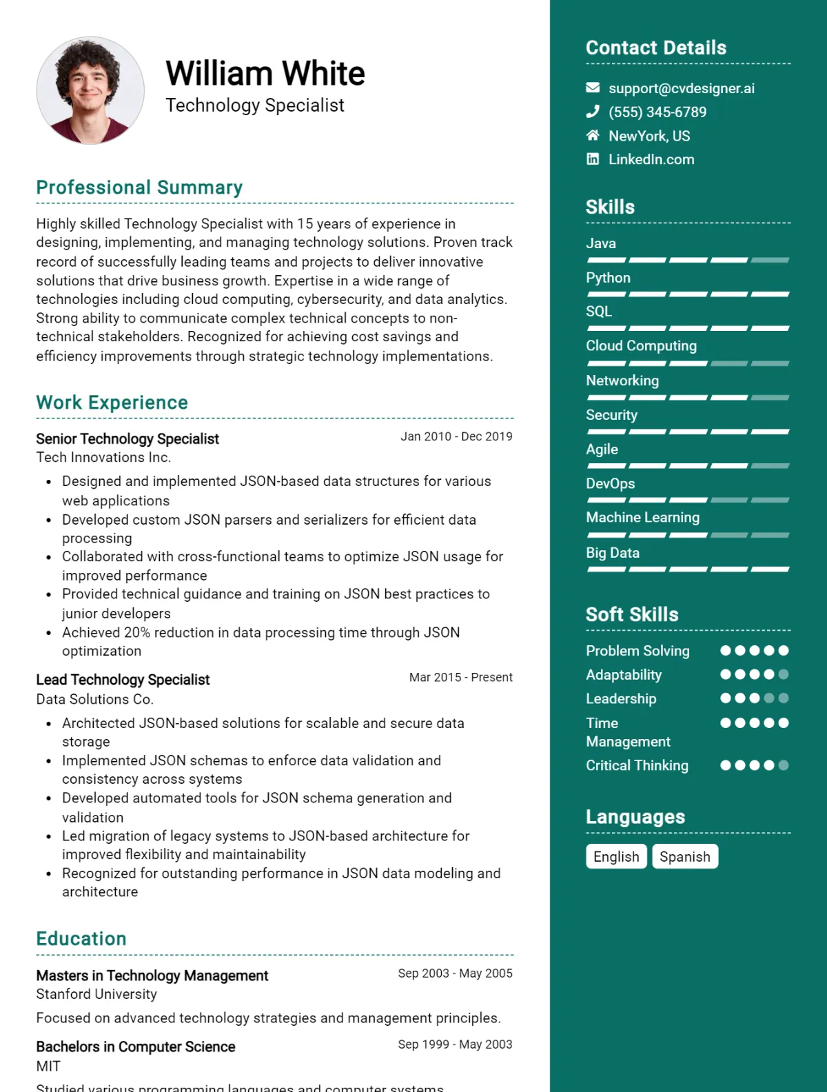 Technology Specialist CV Example For 2026: Examples & Free Templates Preview