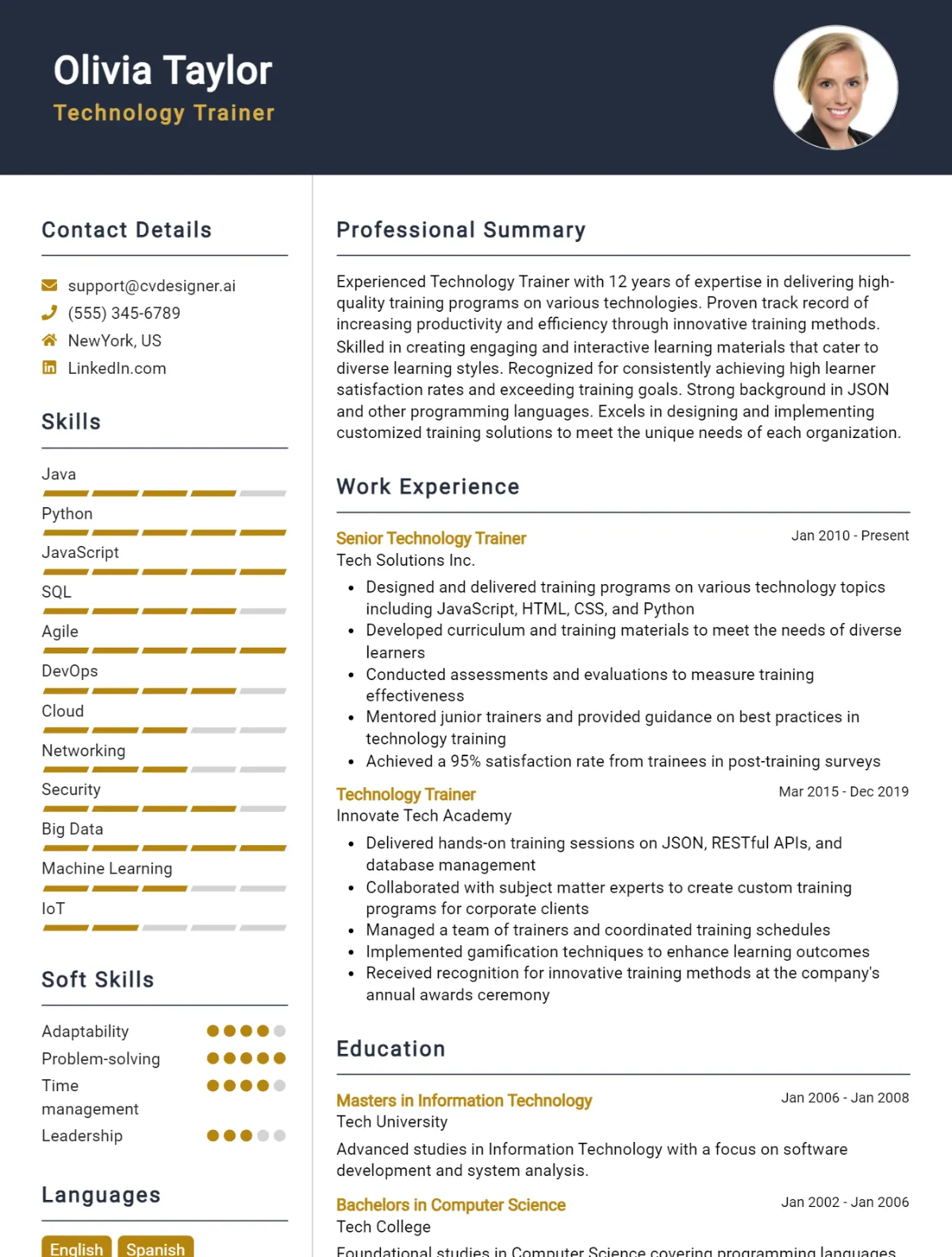 Technology Trainer CV Example For 2026: Samples & Best Practices Preview