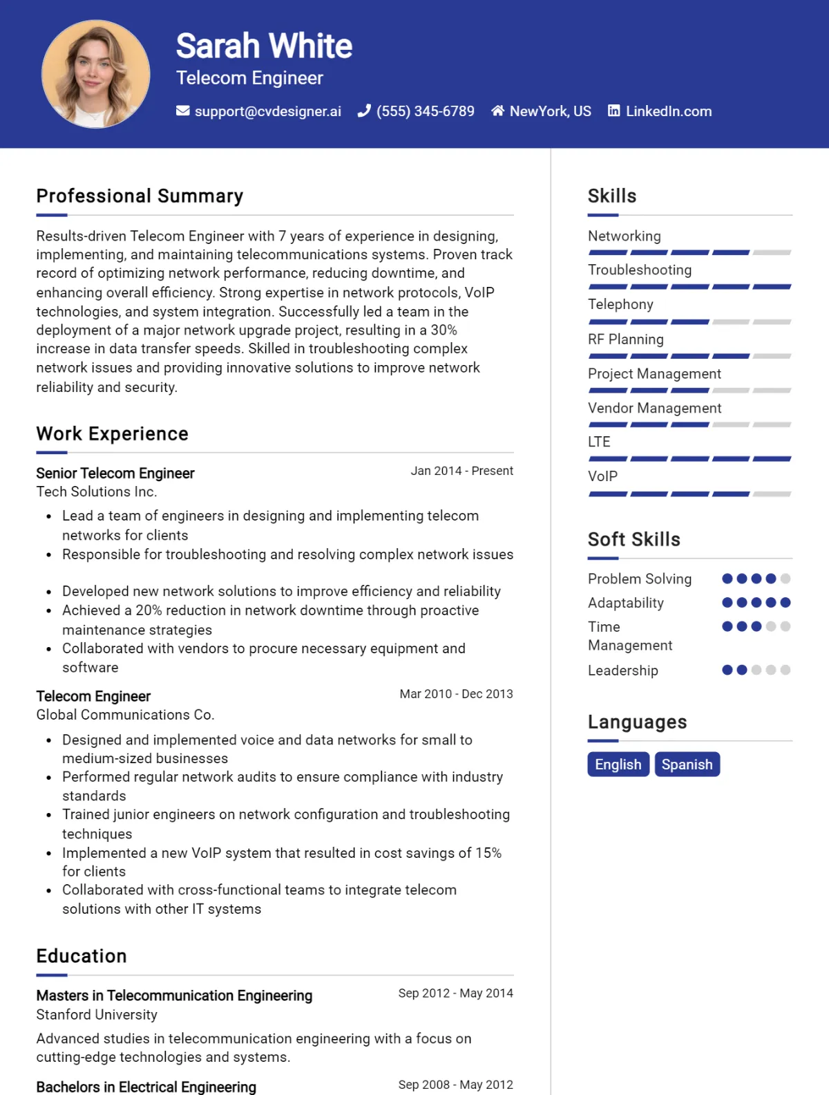Telecom Engineer CV Example For 2026: Top Tips & Samples Preview