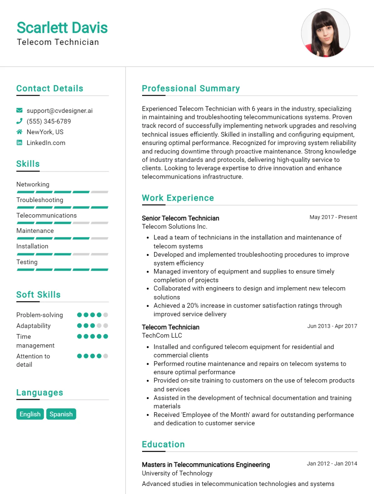 Telecom Technician CV Example For 2026: Top Tips & Samples Preview