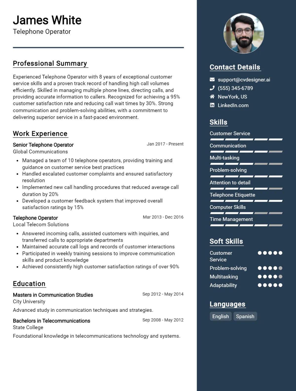 Telephone Operator CV Example For 2026: Best Tips & Templates Preview