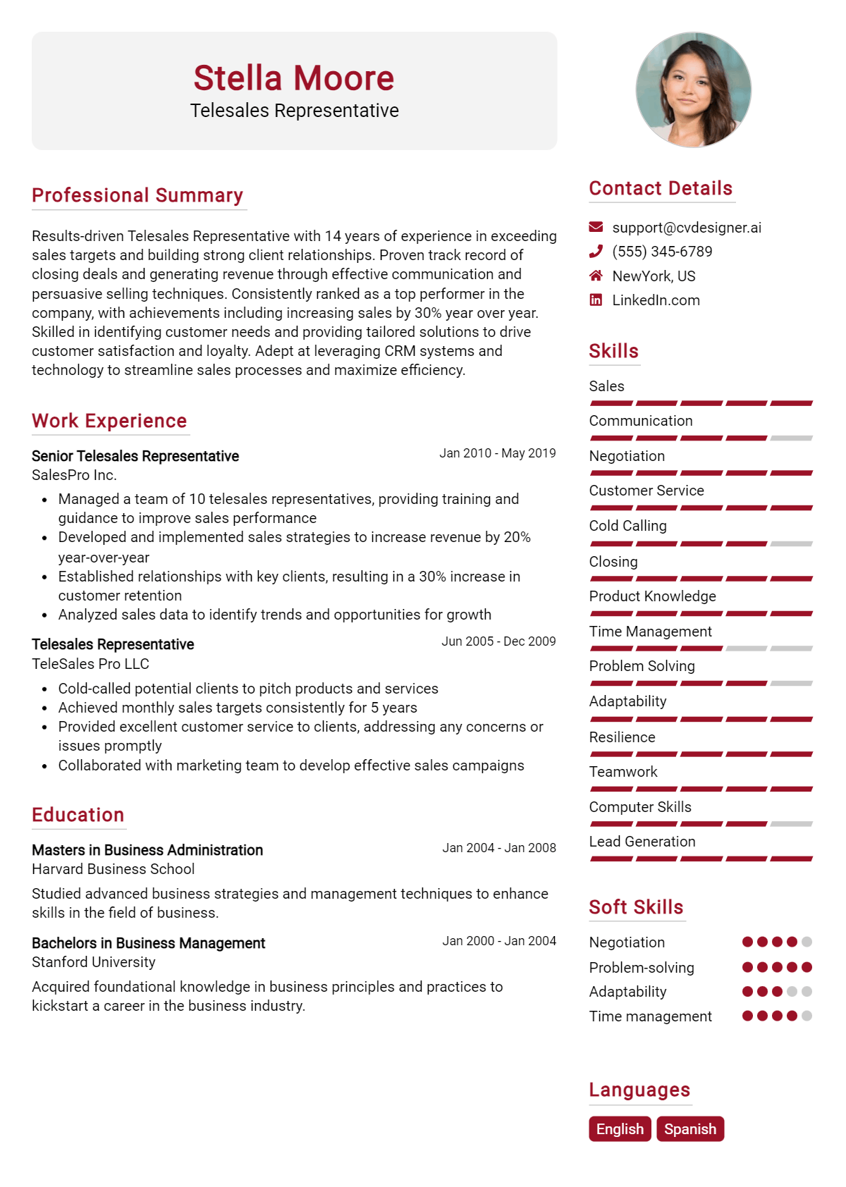 Telesales Representative Resume Example for 2026: Expert Tips Preview