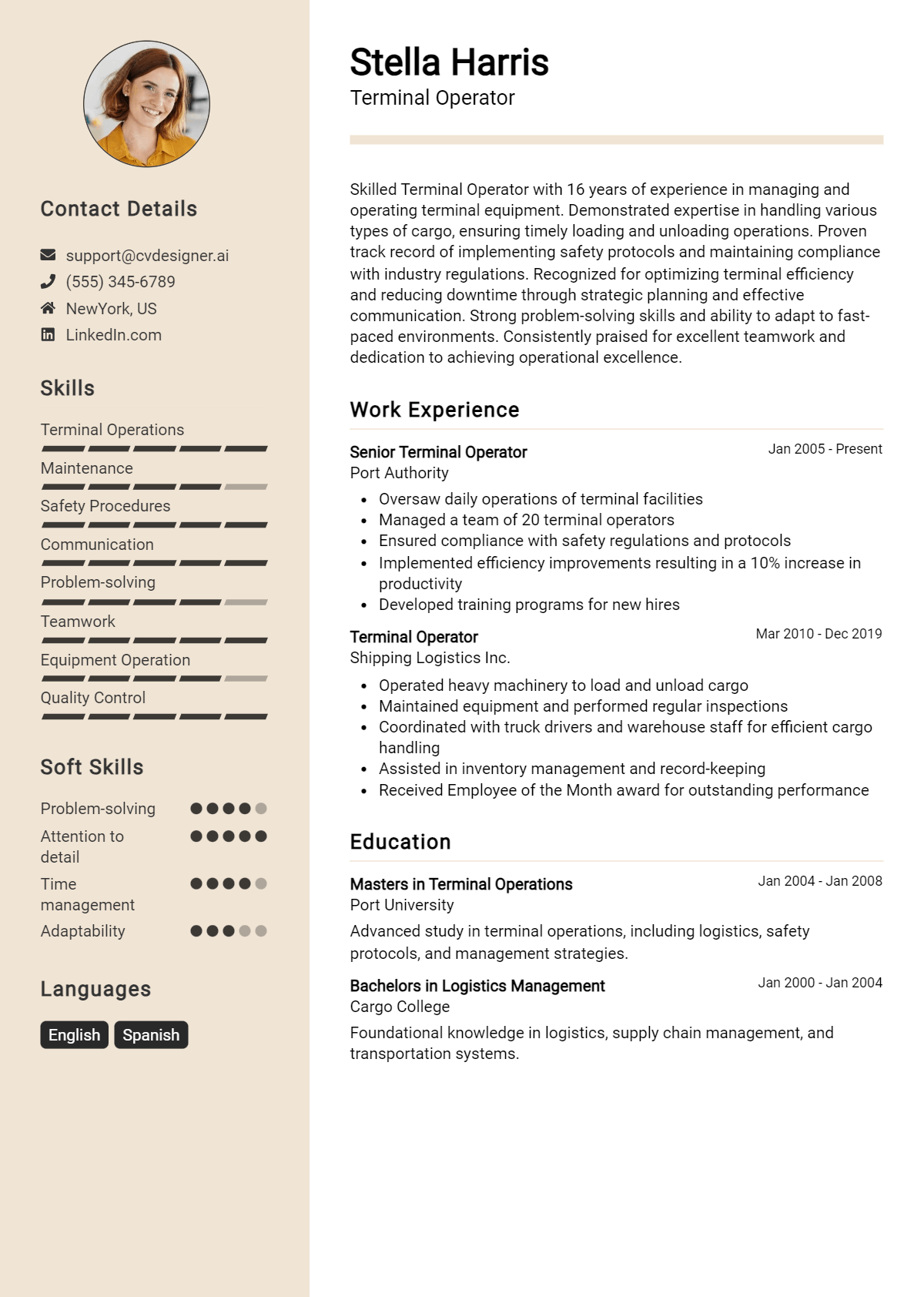 Terminal Operator Resume Example for 2026: Best Formatting Tips Preview