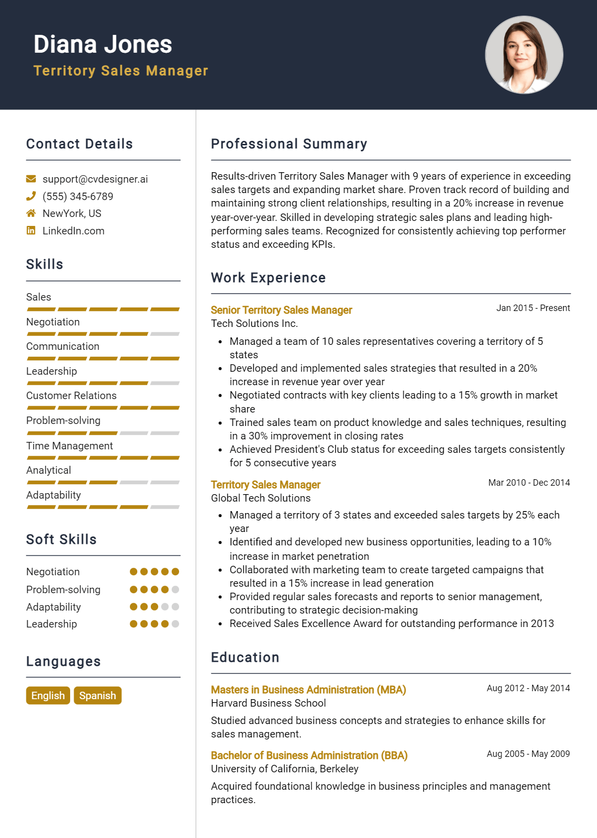 Territory Sales Manager Resume Example for 2026: Best Writing Guide Preview