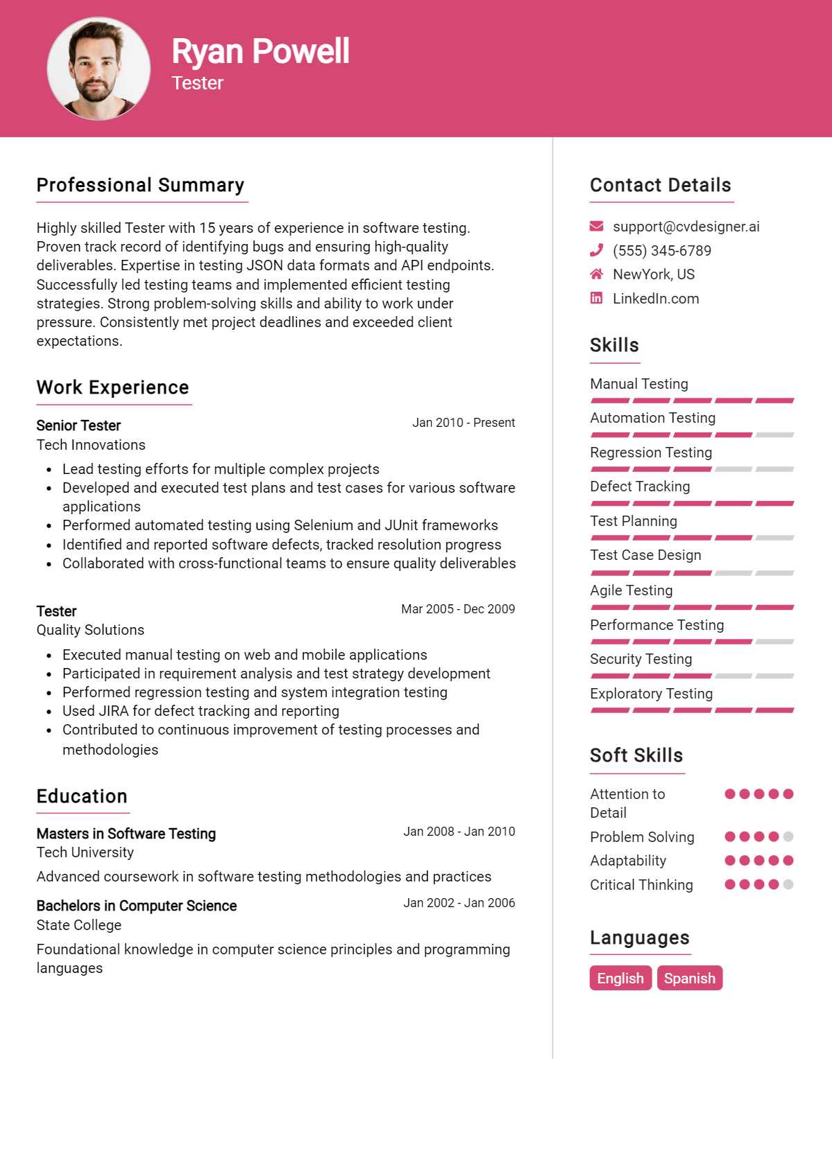 Tester Resume Example for 2026: Top Templates Preview
