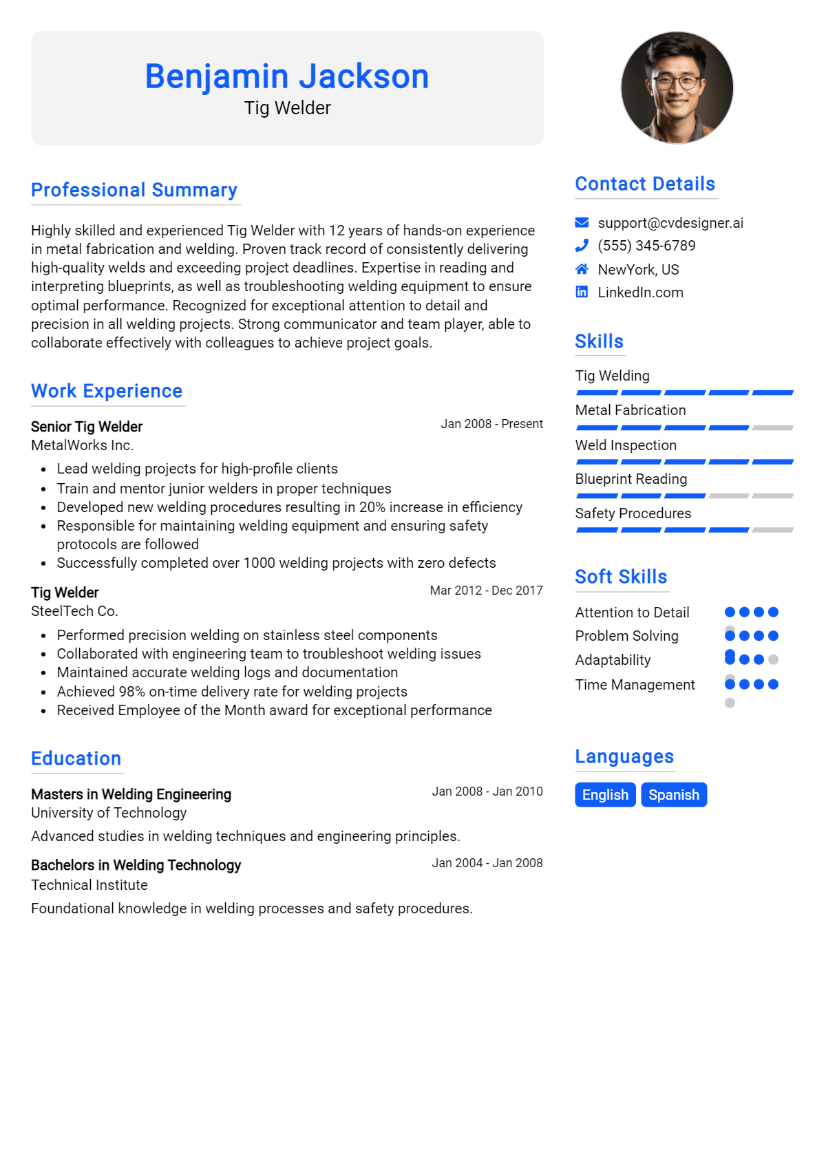 Tig Welder Resume Example for 2026: Ultimate Guide Preview
