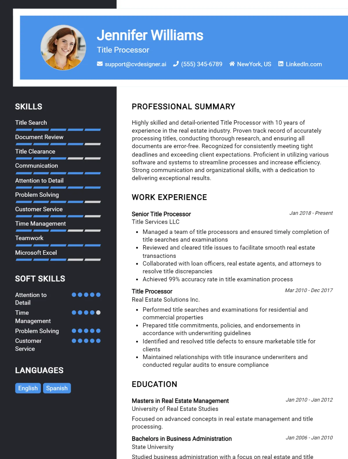 Title Processor CV Example For 2026: Examples & Free Templates Preview
