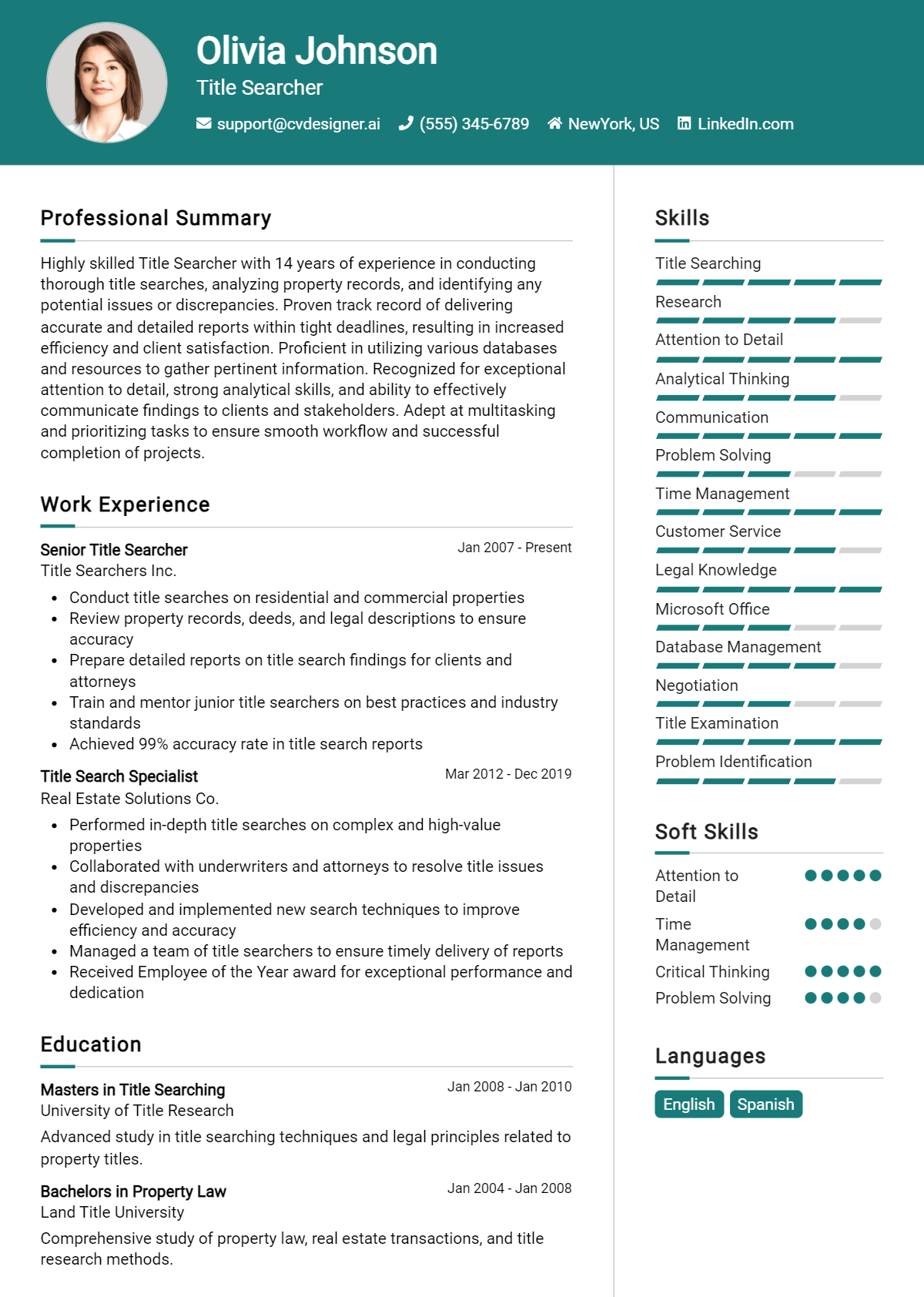 Title Searcher Resume Example for 2026: Best Writing Guide Preview