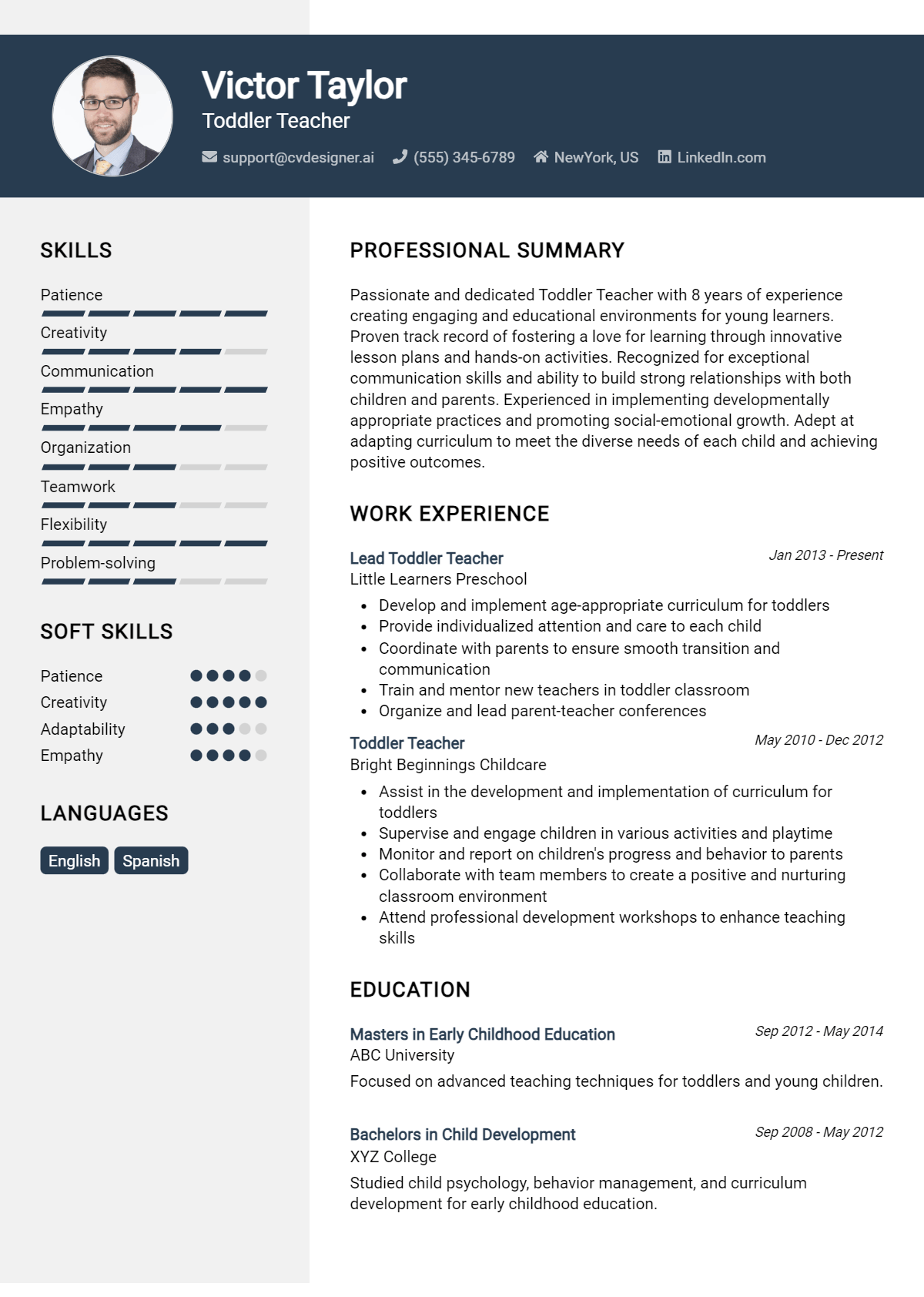 Toddler Teacher Resume Example for 2026: Tips to Stand Out Preview