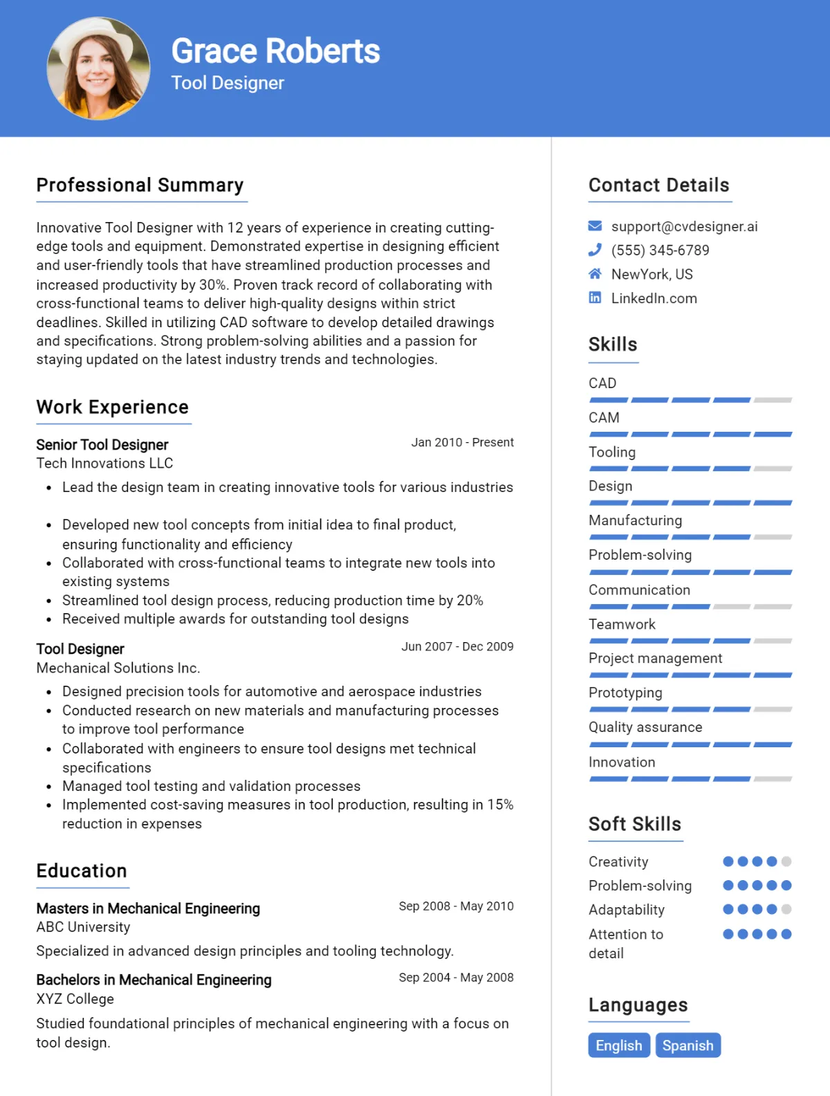 Tool Designer CV Example For 2026: Top Tips & Samples Preview