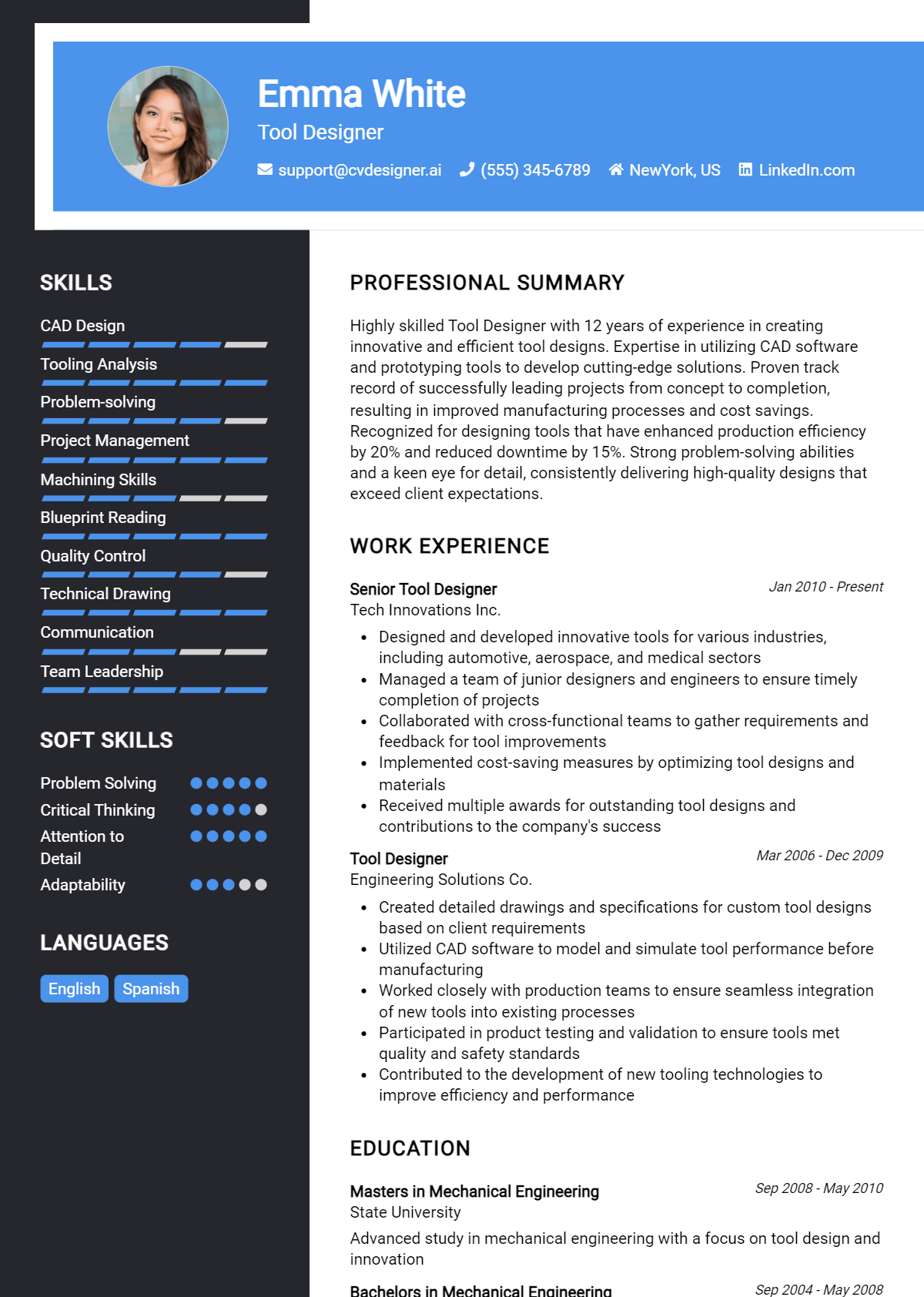 Tool Designer Resume Example for 2026: Ultimate Guide Preview