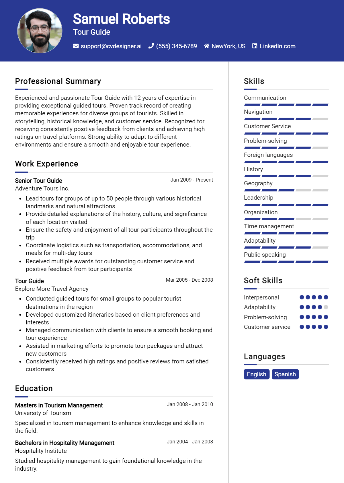 Tour Guide Resume Example for 2026: Best Writing Guide Preview