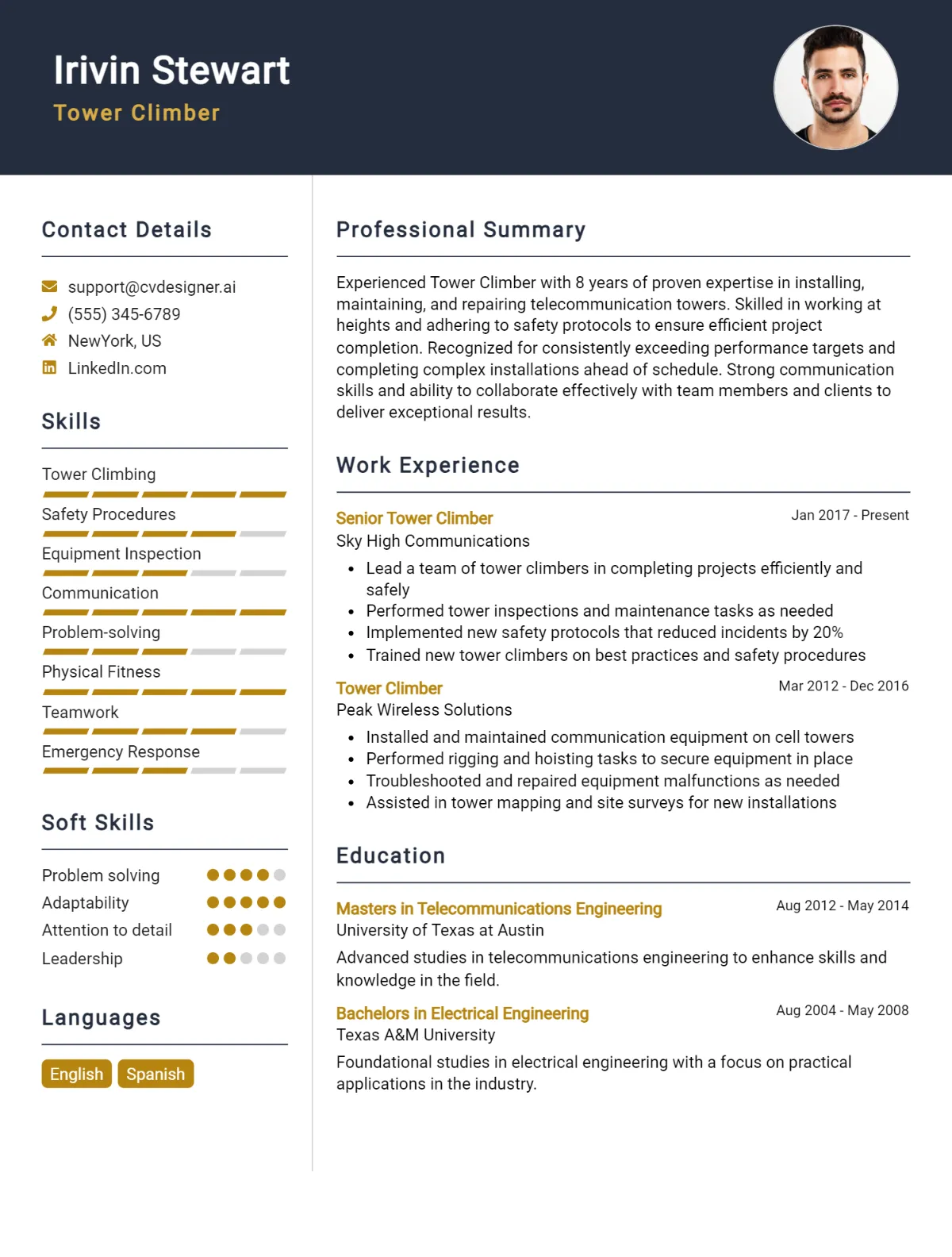 Tower Climber CV Example For 2026: Best Formatting Tips Preview