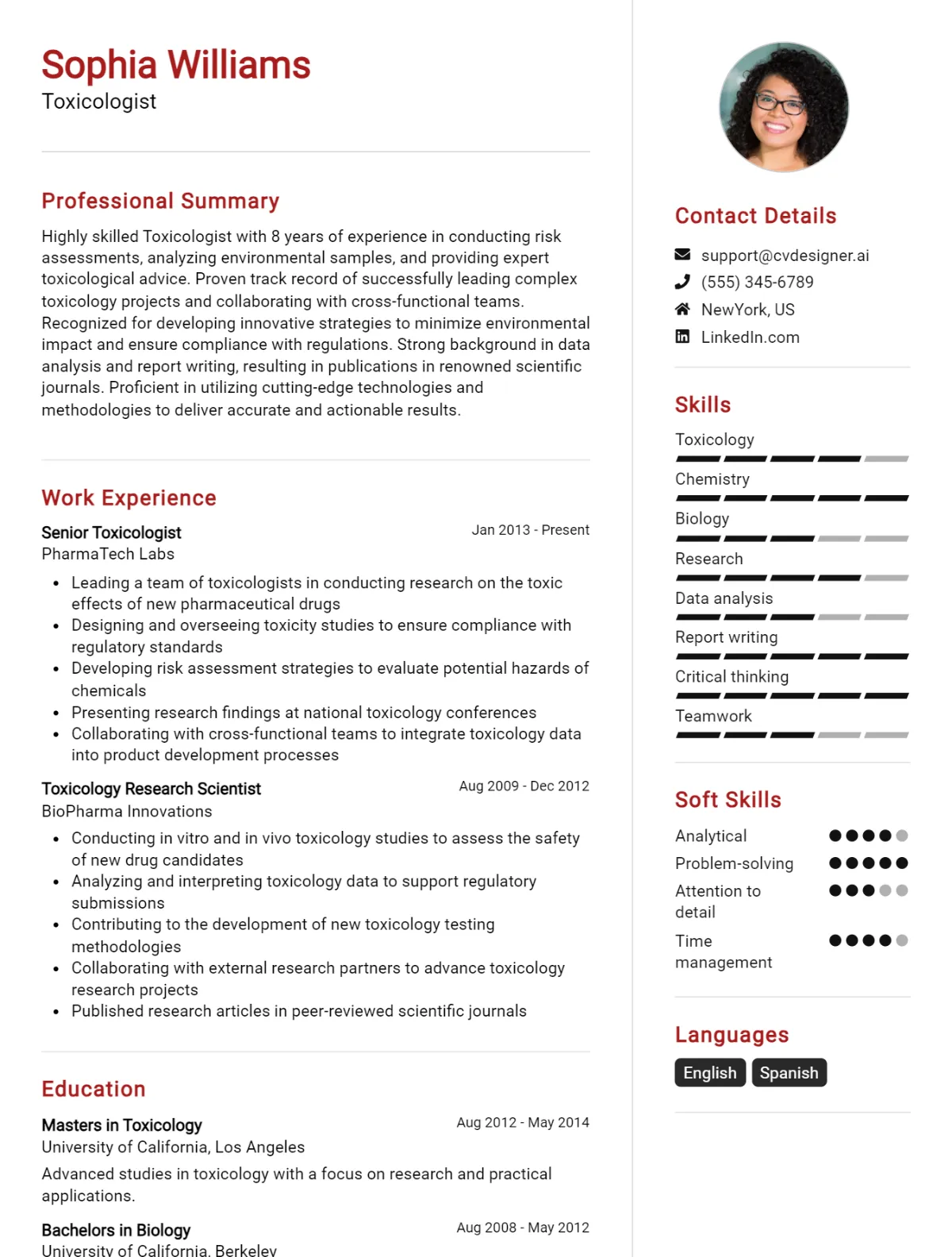 Toxicologist CV Example For 2026: Effective CV Writing Tips Preview