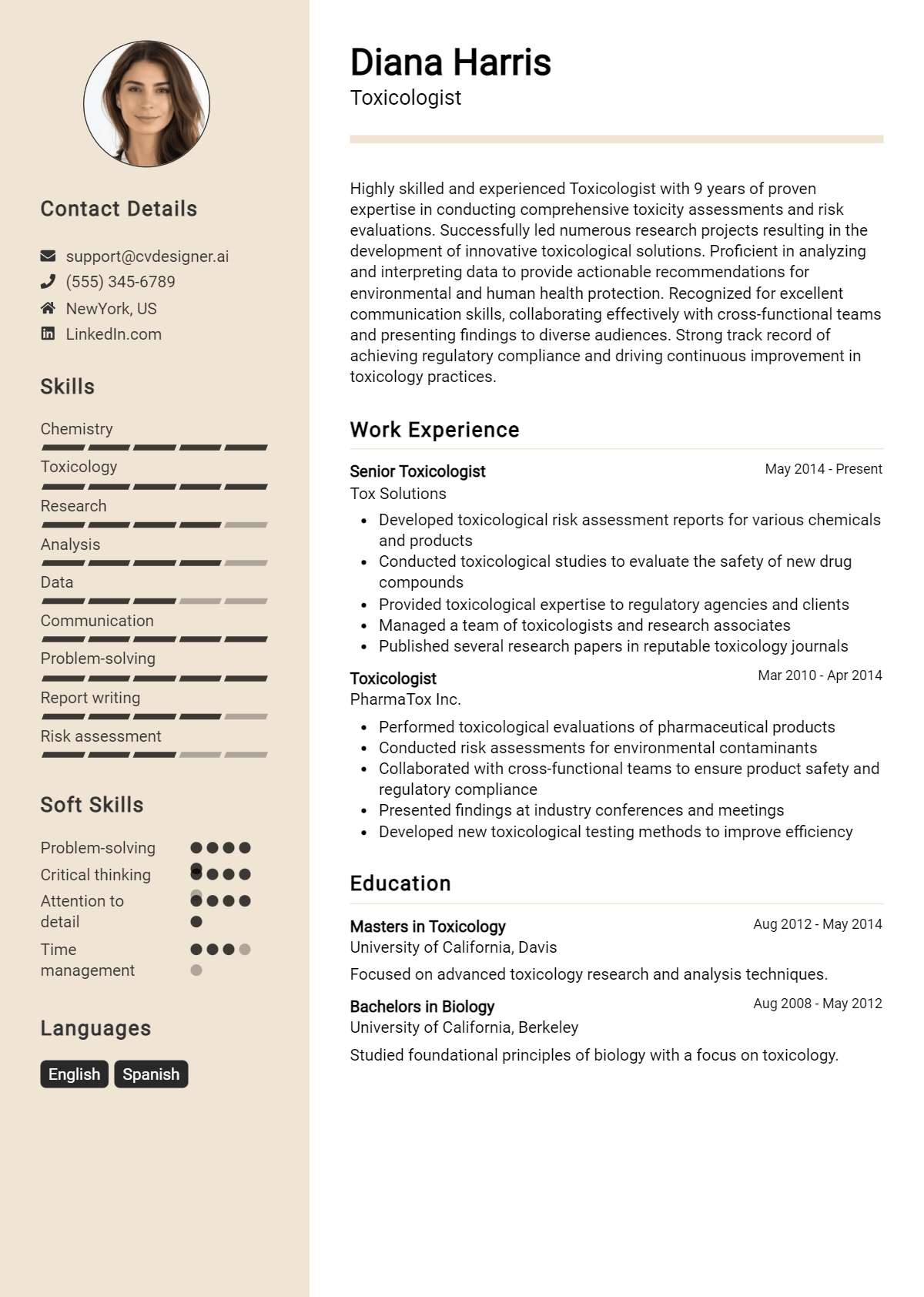 Toxicologist Resume Example for 2026: Effective CV Writing Tips Preview