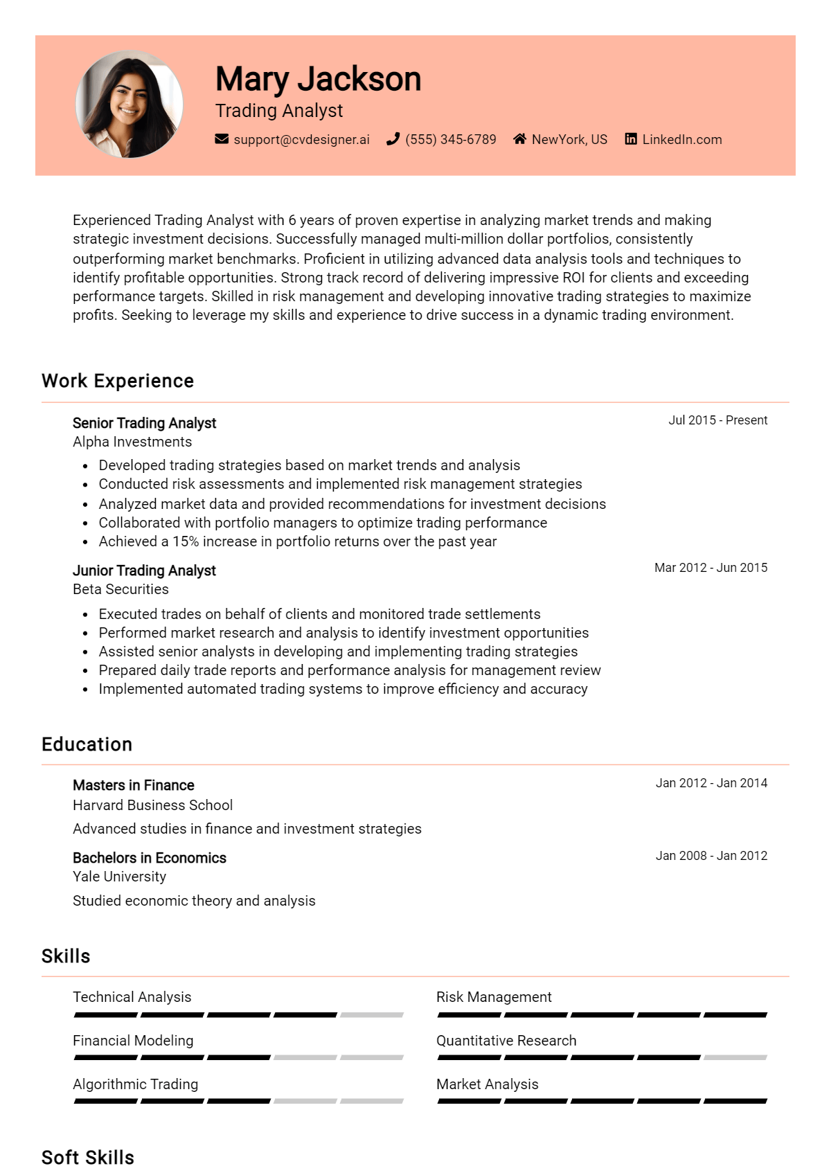 Trading Analyst Resume Example for 2026: Best Writing Guide Preview
