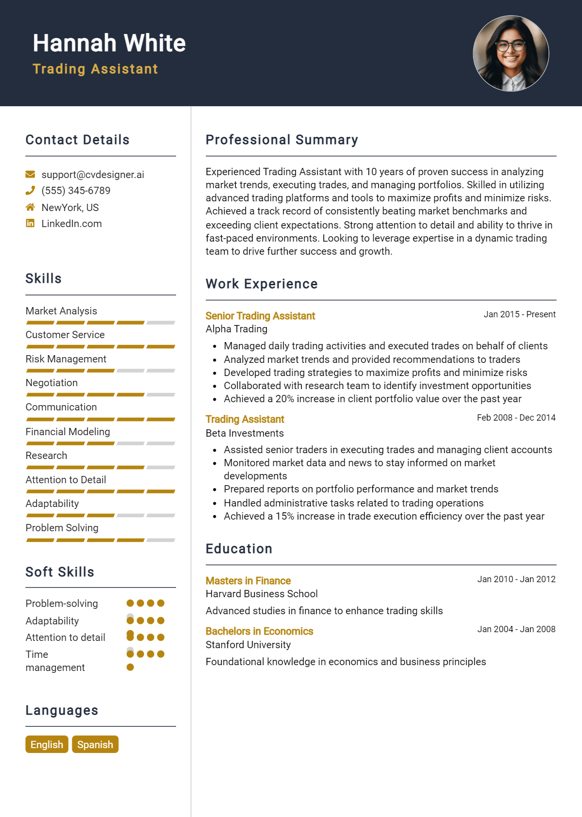 Trading Assistant Resume Example for 2026: Expert Tips & Templates Preview