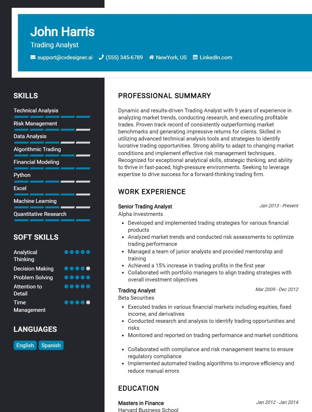 Trading Analyst CV Example For 2026: How to Craft a Winning CV Preview