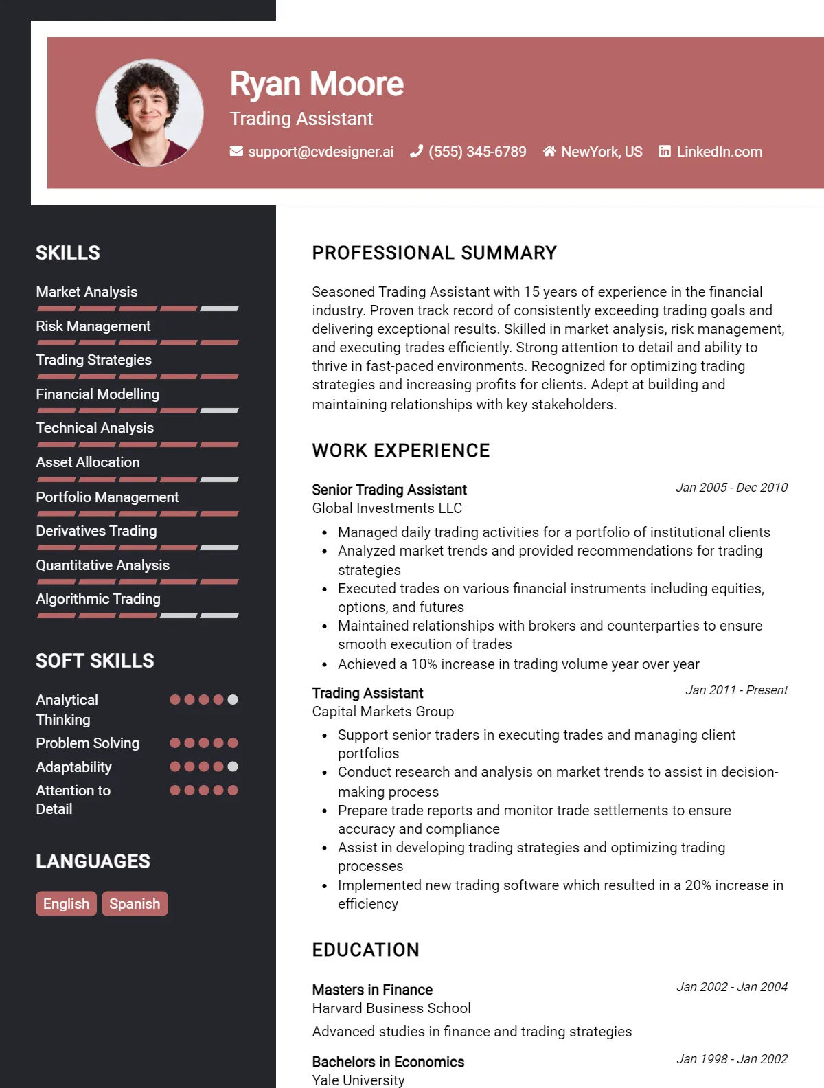 Trading Assistant CV Example For 2026: Best Formatting Tips Preview