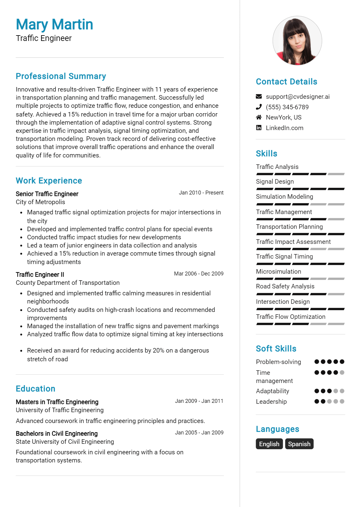 Traffic Engineer Resume Example for 2026: Strategies & Templates Preview
