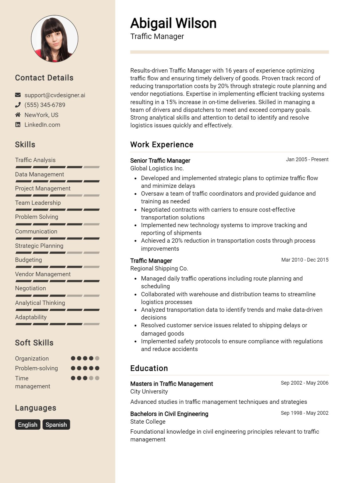 Traffic Manager Resume Example for 2026: Best Tips Preview