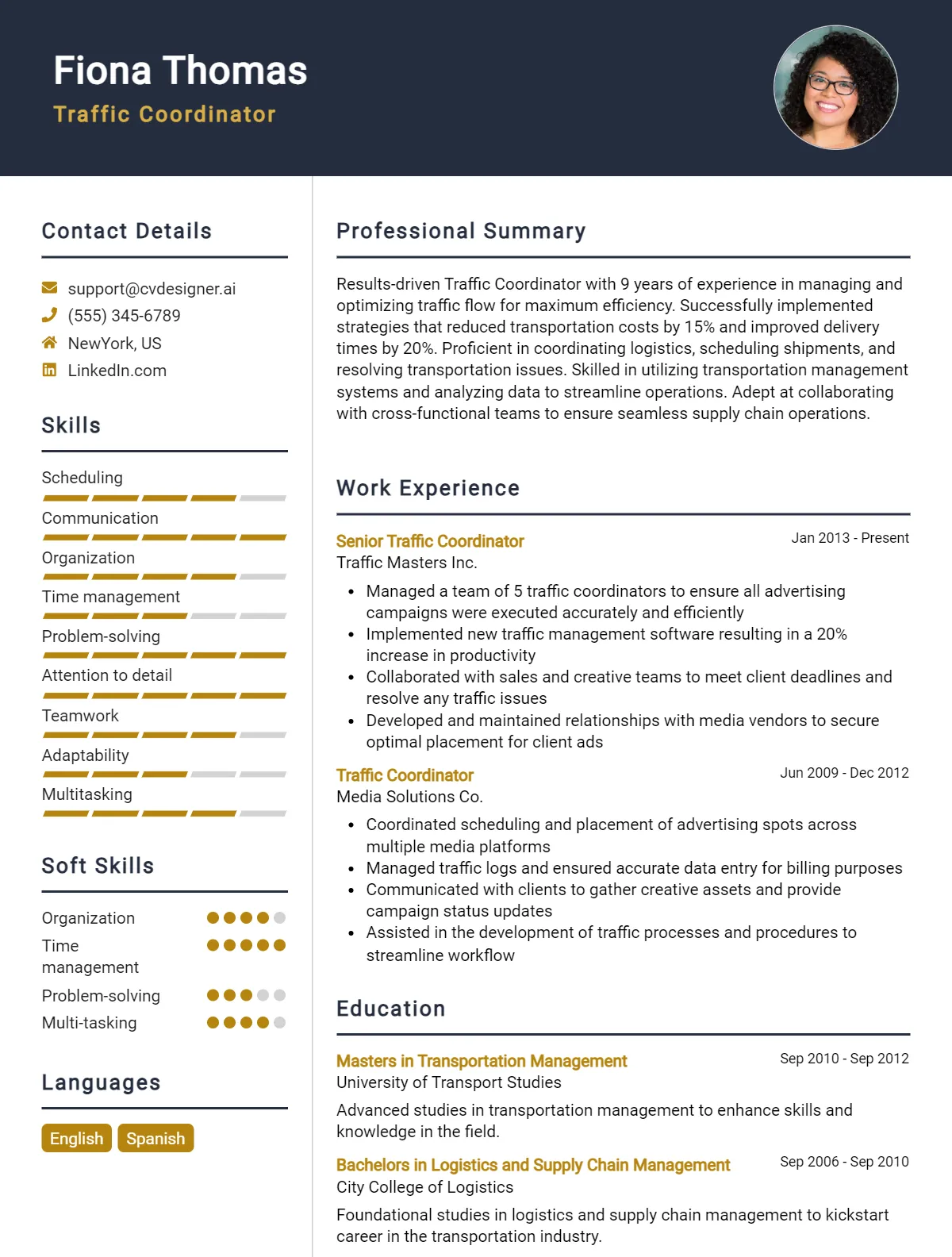 Traffic Coordinator CV Example For 2026: Proven Tips & Templates Preview