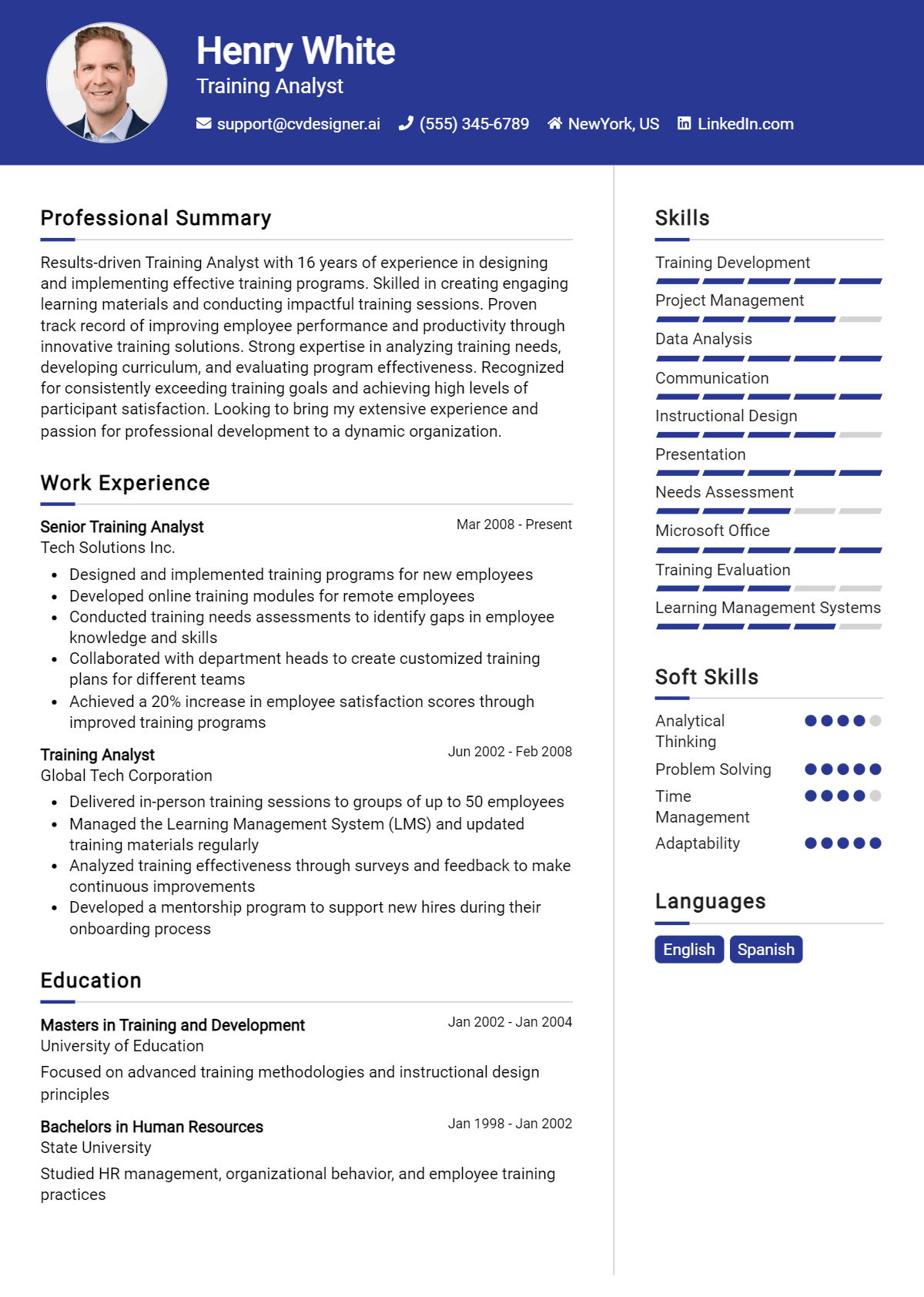 Training Analyst Resume Example for 2026: Ultimate Guide Preview