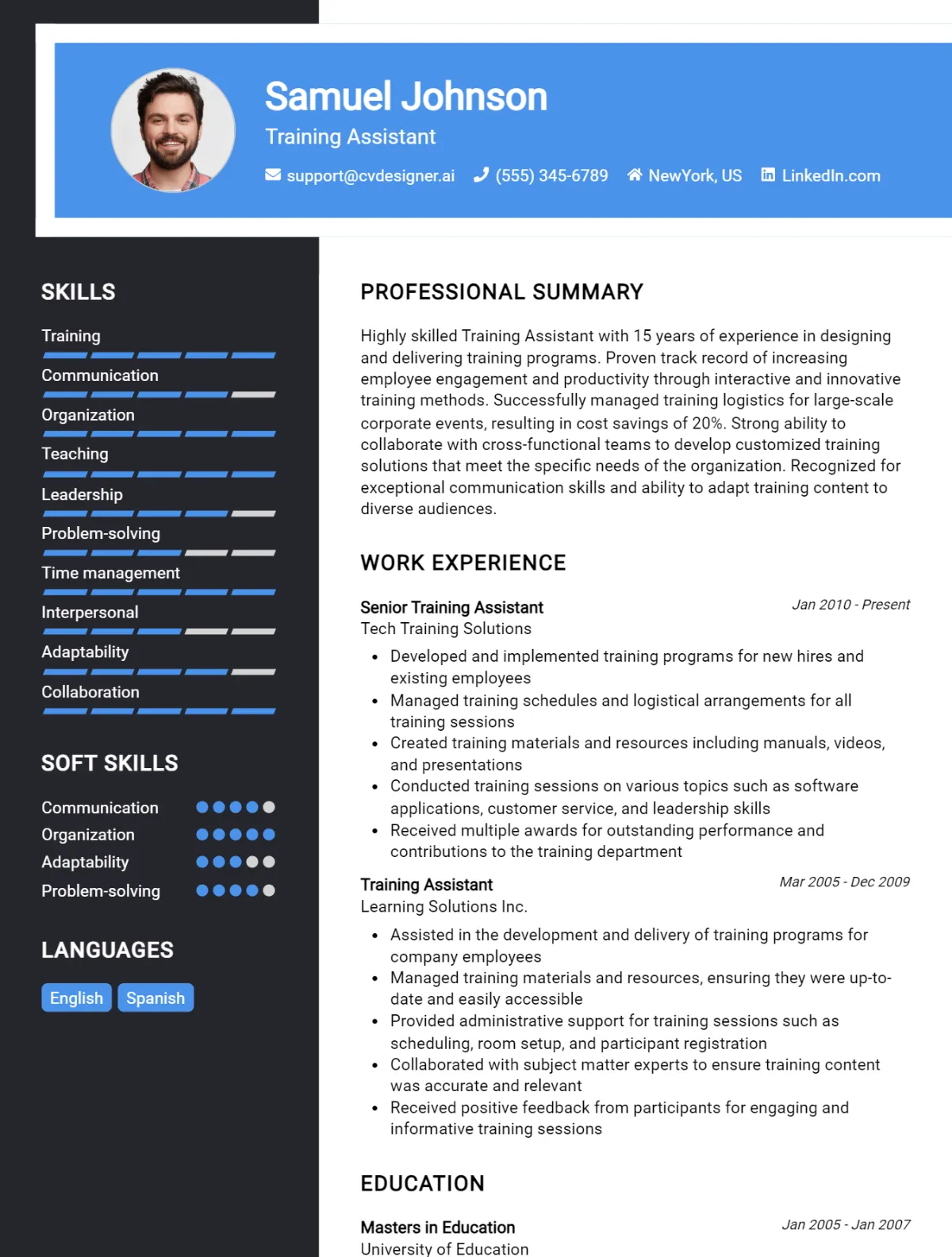 5 Training Assistant CV Examples For 2026: How to Create a Professional CV Preview