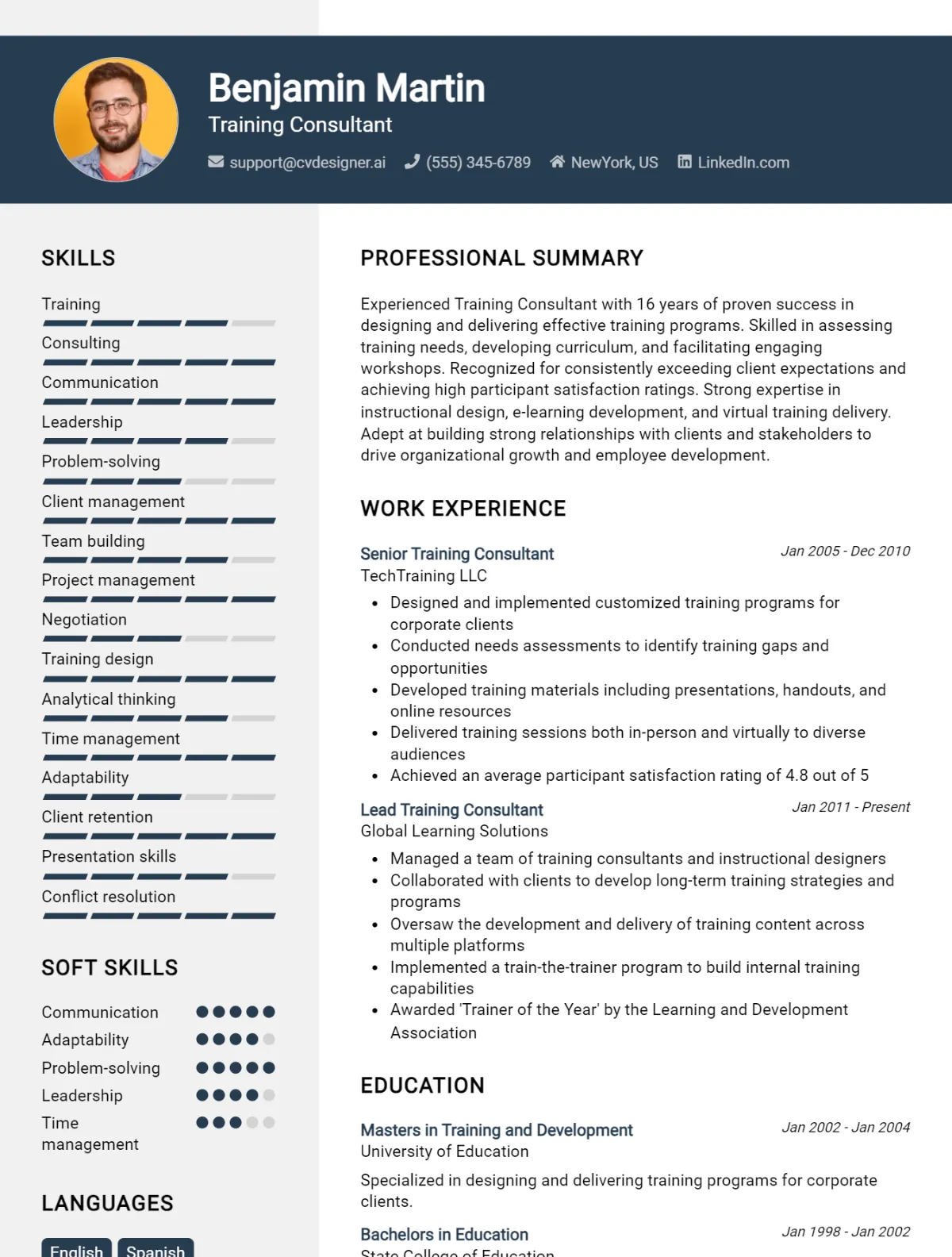 Training Consultant CV Example For 2026: Best Formatting Tips Preview