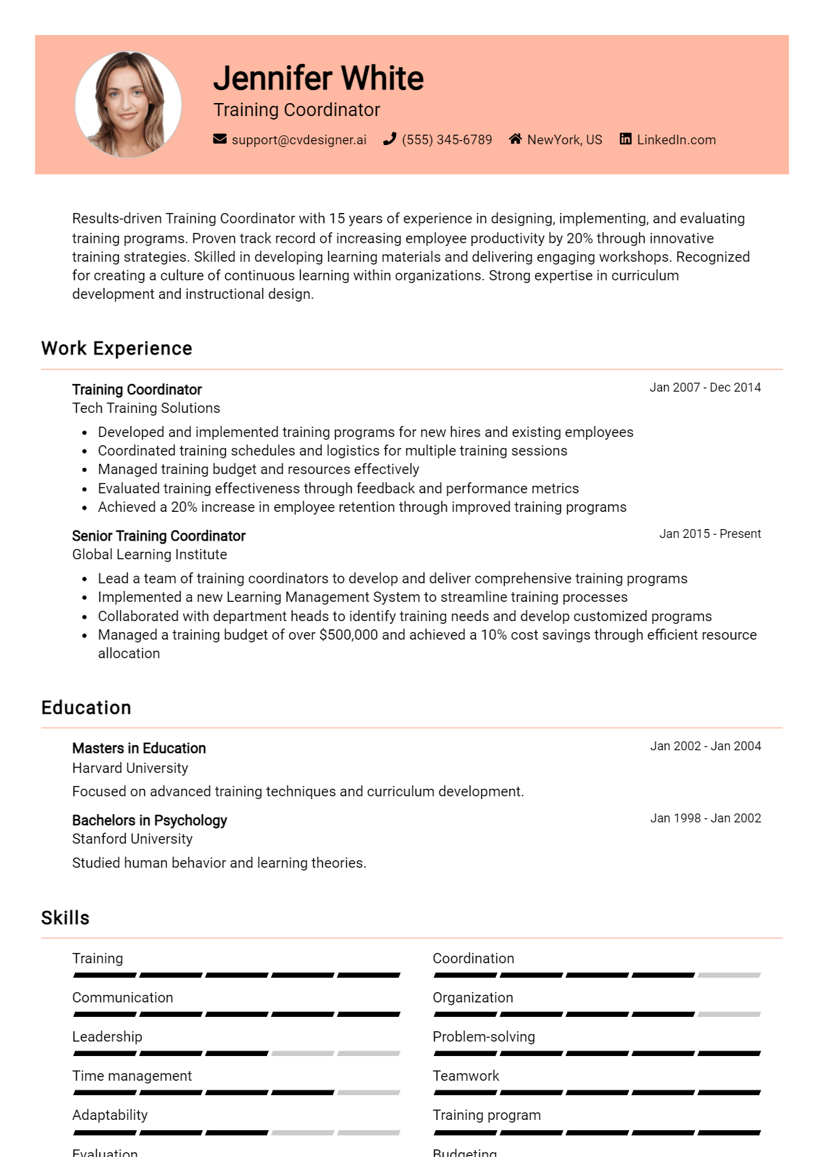 Training Coordinator Resume Example for 2026: Best Tips & Templates Preview