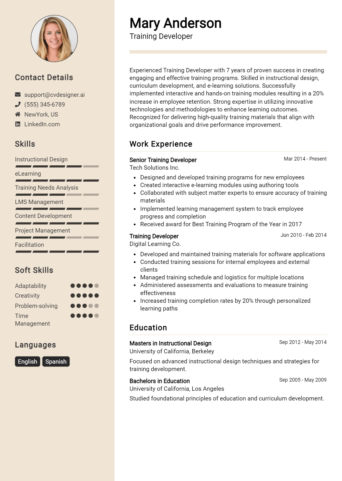Training Developer Resume Example for 2026: Ultimate Guide Preview