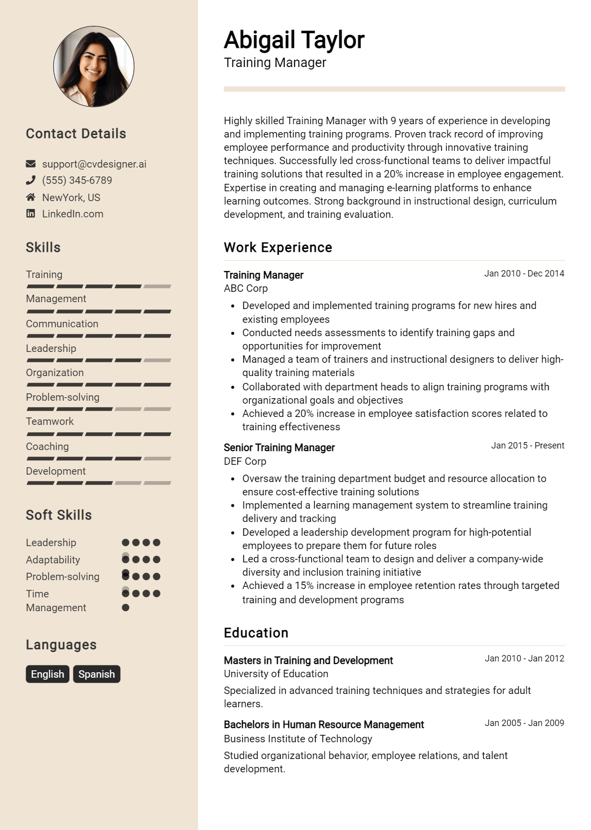 Training Manager Resume Example for 2026: How to Craft a Winning CV Preview