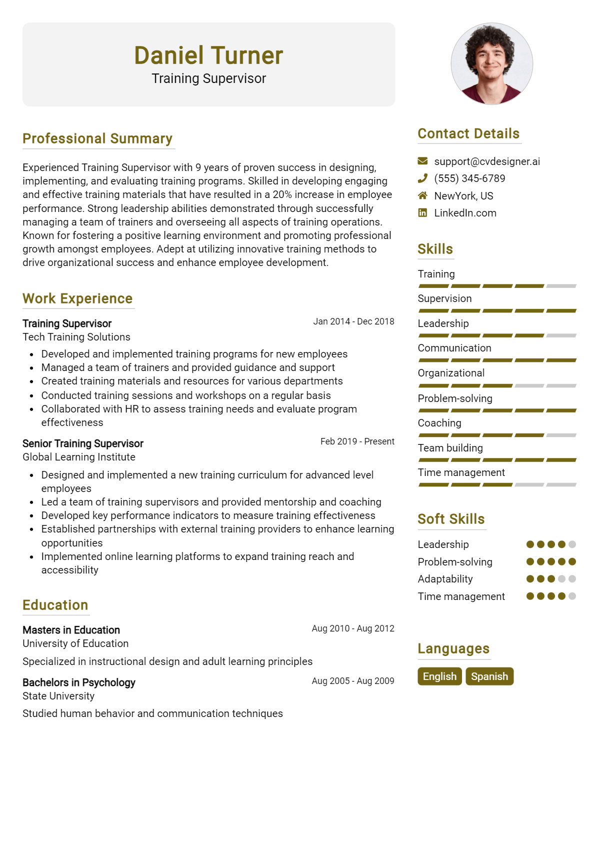 Training Supervisor Resume Example for 2026: Strategies & Templates Preview