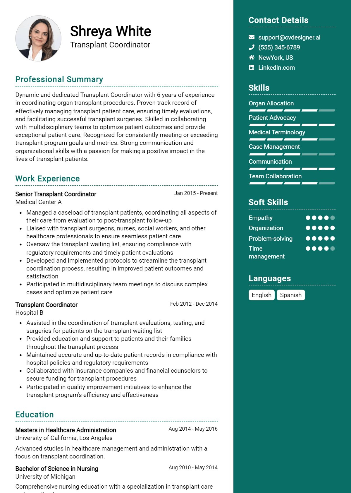 Transplant Coordinator Resume Example for 2026: Tips & Templates Preview