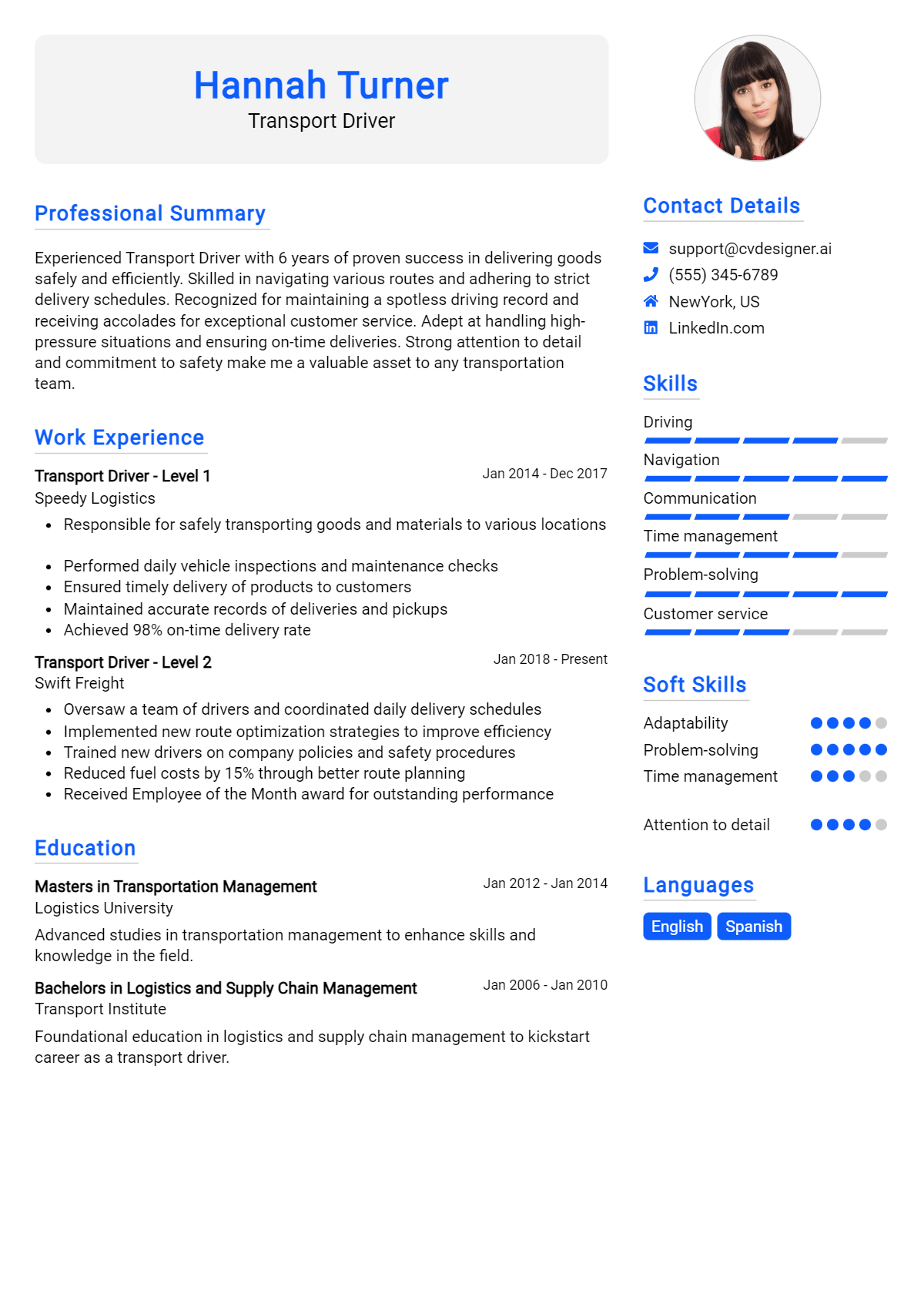 22 Transport Driver Resume Examples for 2026: Tips to Stand Out Preview