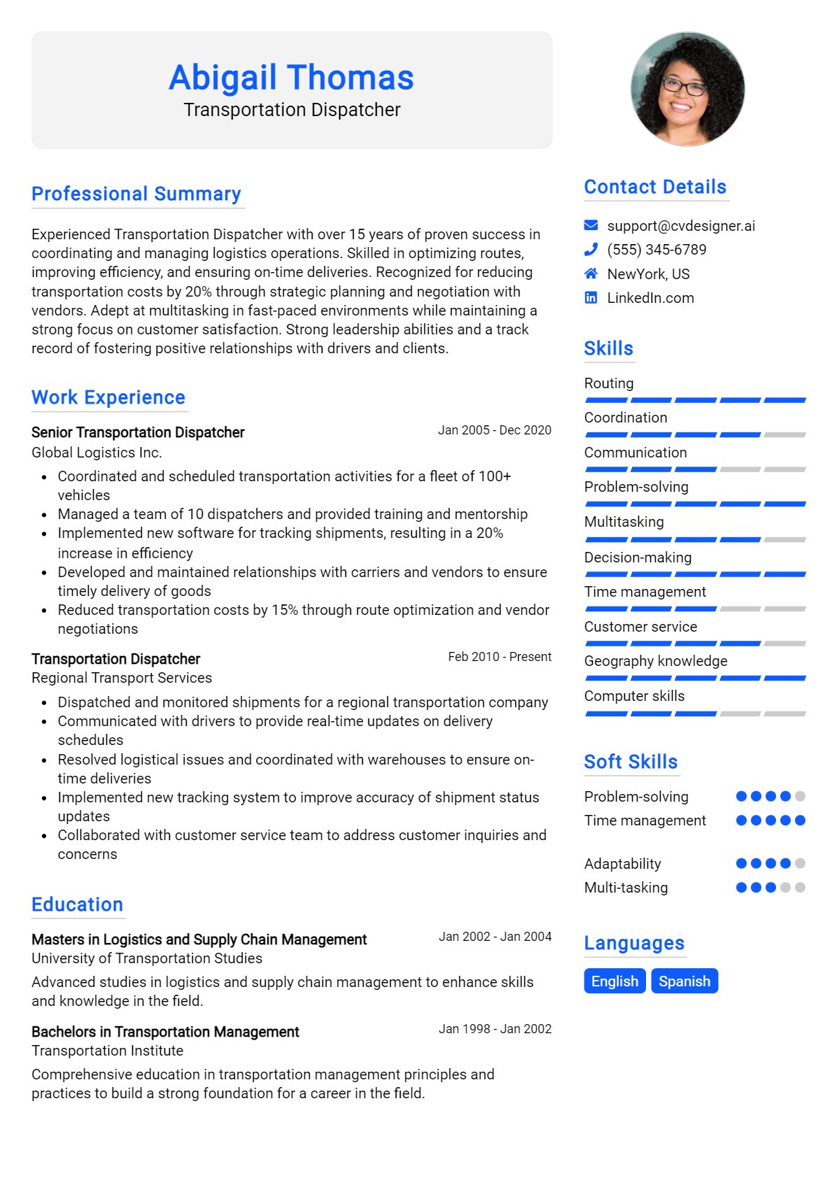 8 Transportation Dispatcher Resume Examples for 2026: How to Create a Professional CV Preview