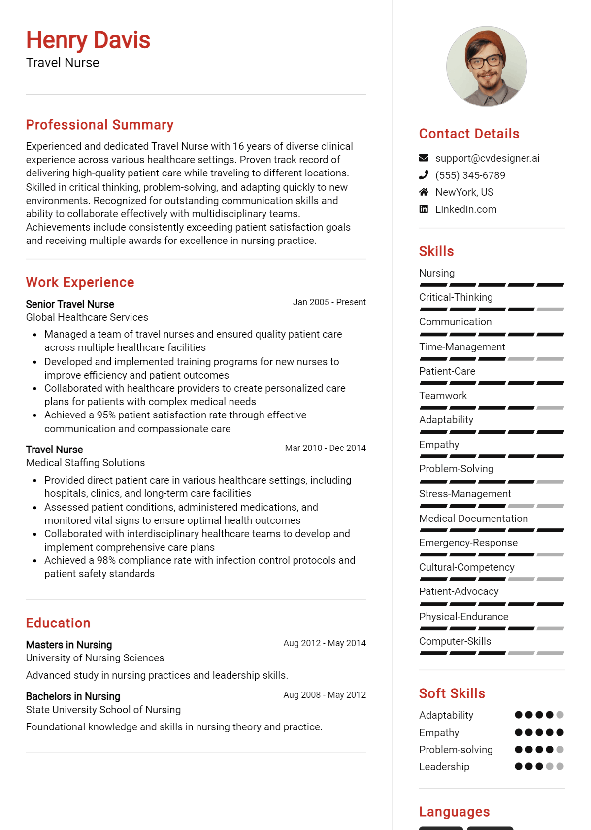 Travel Nurse Resume Example for 2026: Free Professional Templates Preview