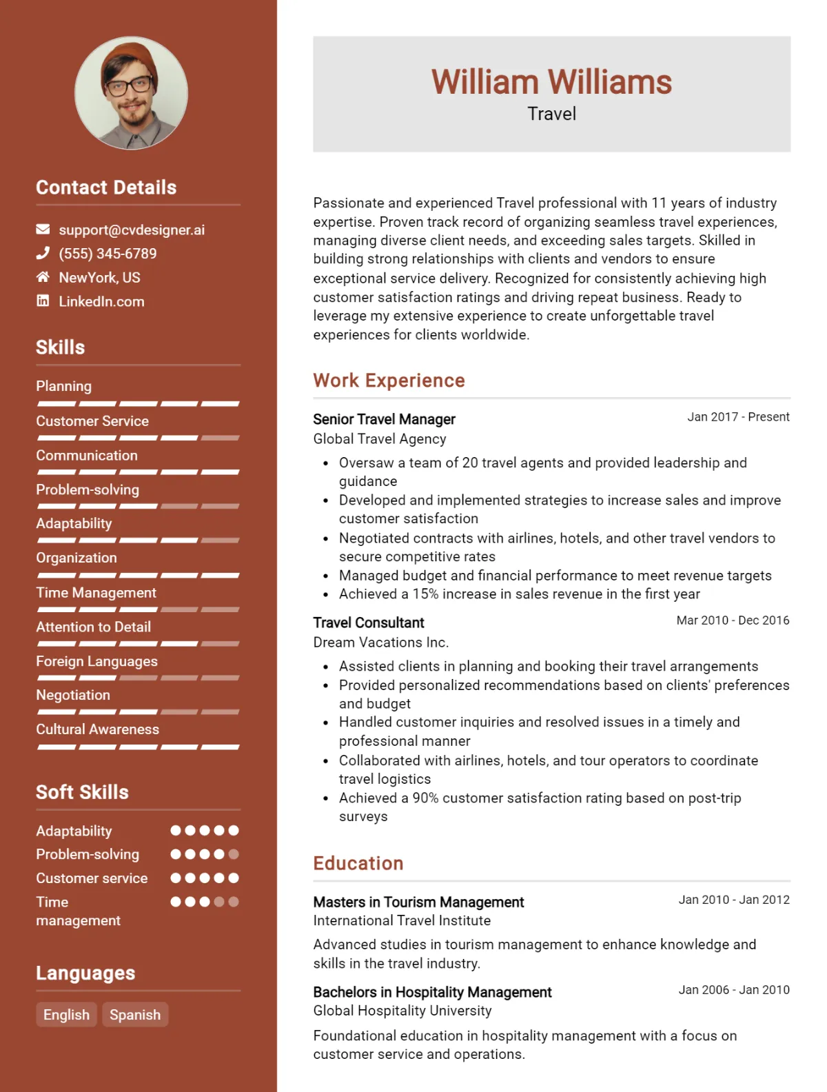 Travel CV Example For 2026: Top CV Skills Preview