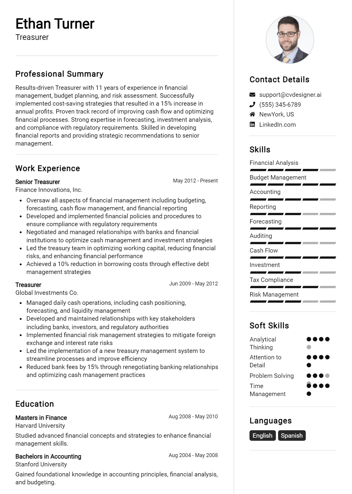 Treasurer Resume Example for 2026: Free Downloadable Templates Preview