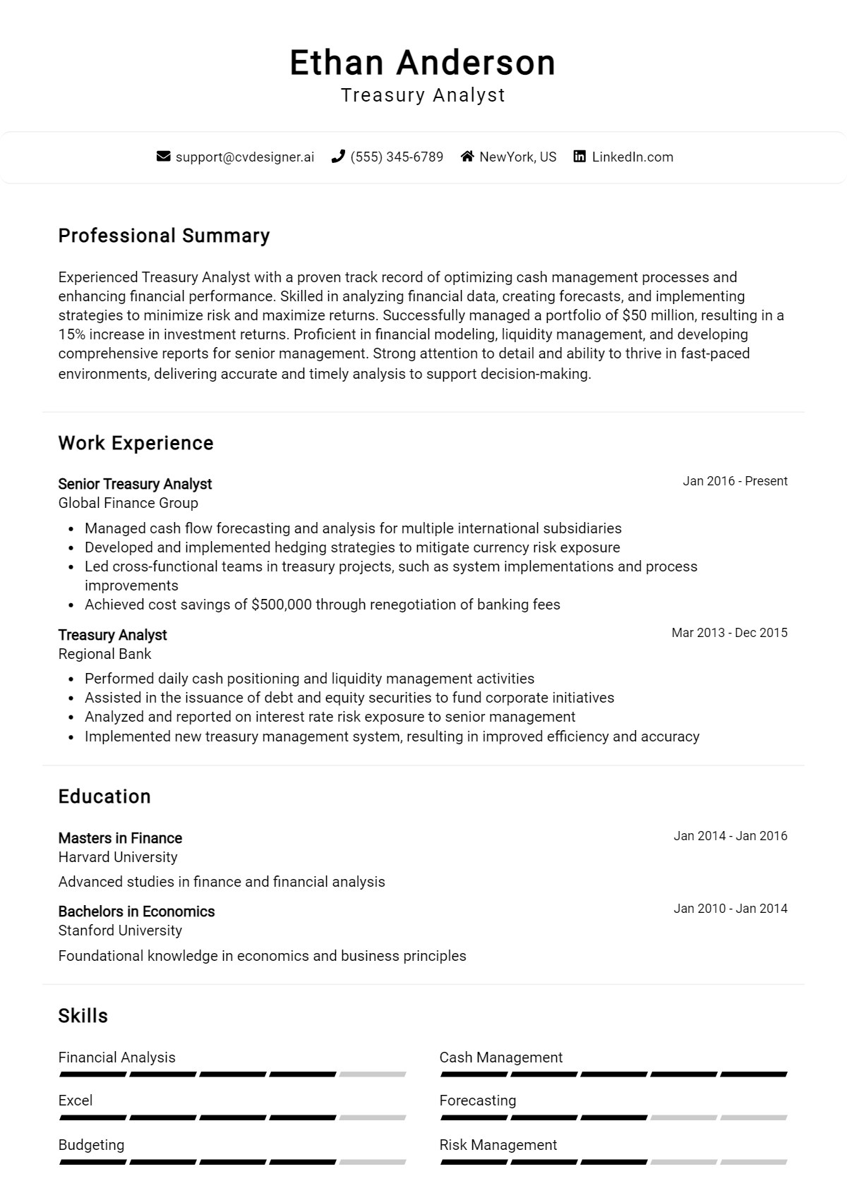 Treasury Analyst Resume Example for 2026: Tips to Stand Out Preview