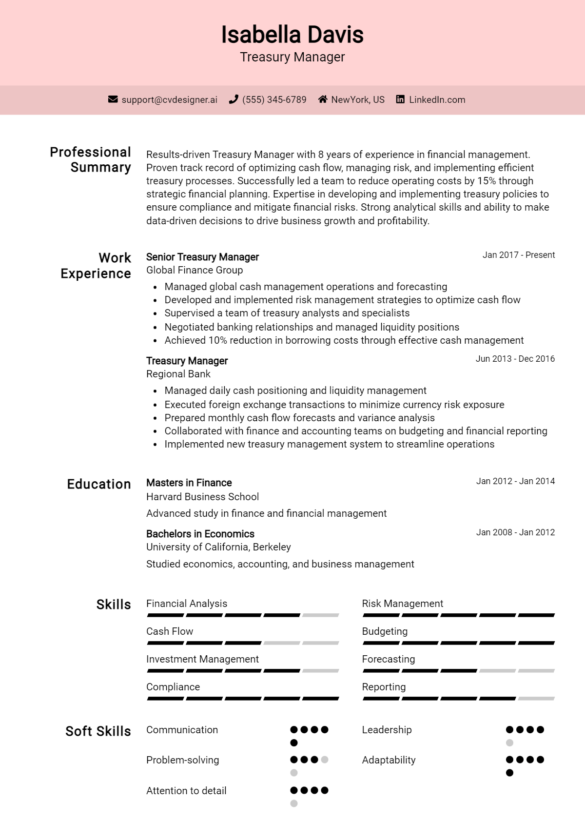Treasury Manager Resume Example for 2026: Free Downloadable Templates Preview